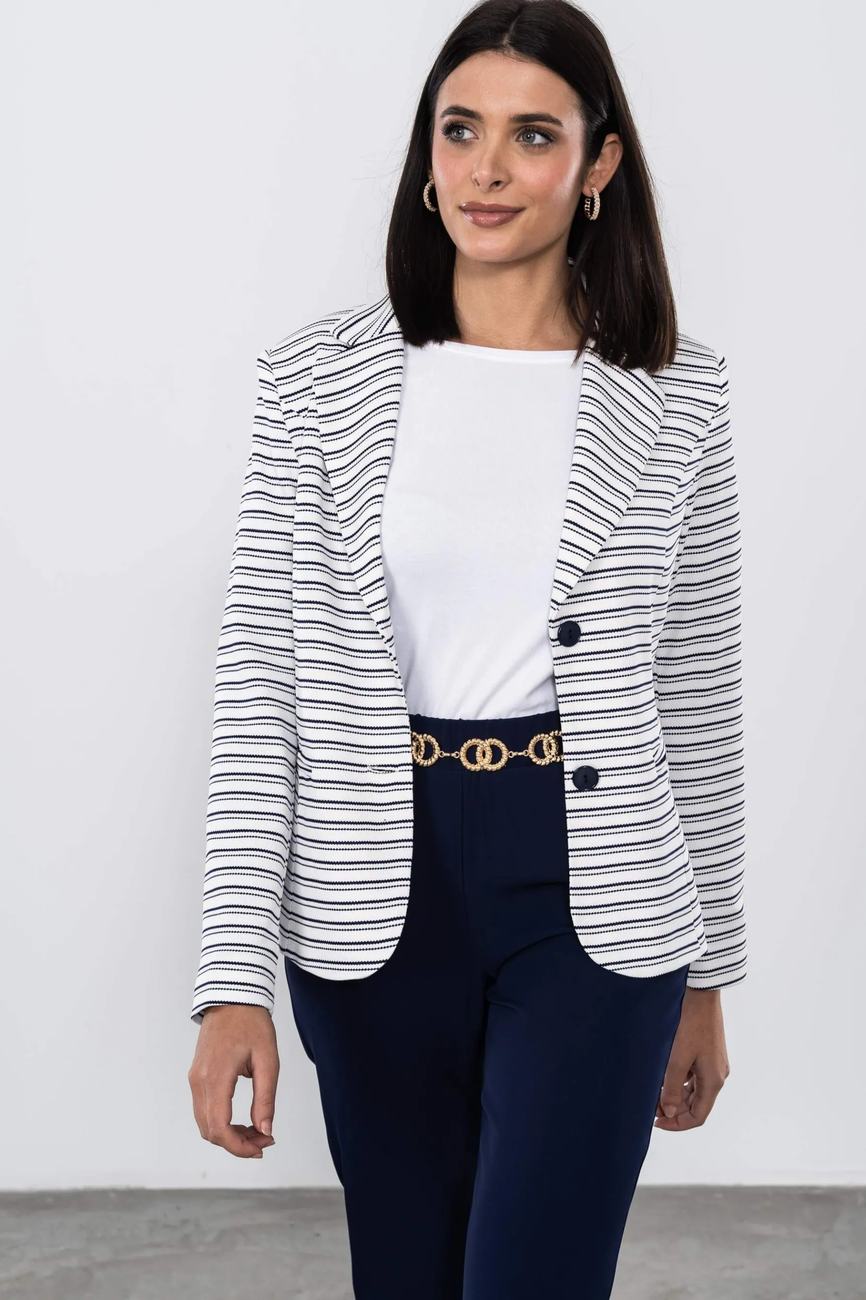 Precchio Chaquetas<AMERICANA RAYAS JACQUARD BLANCO