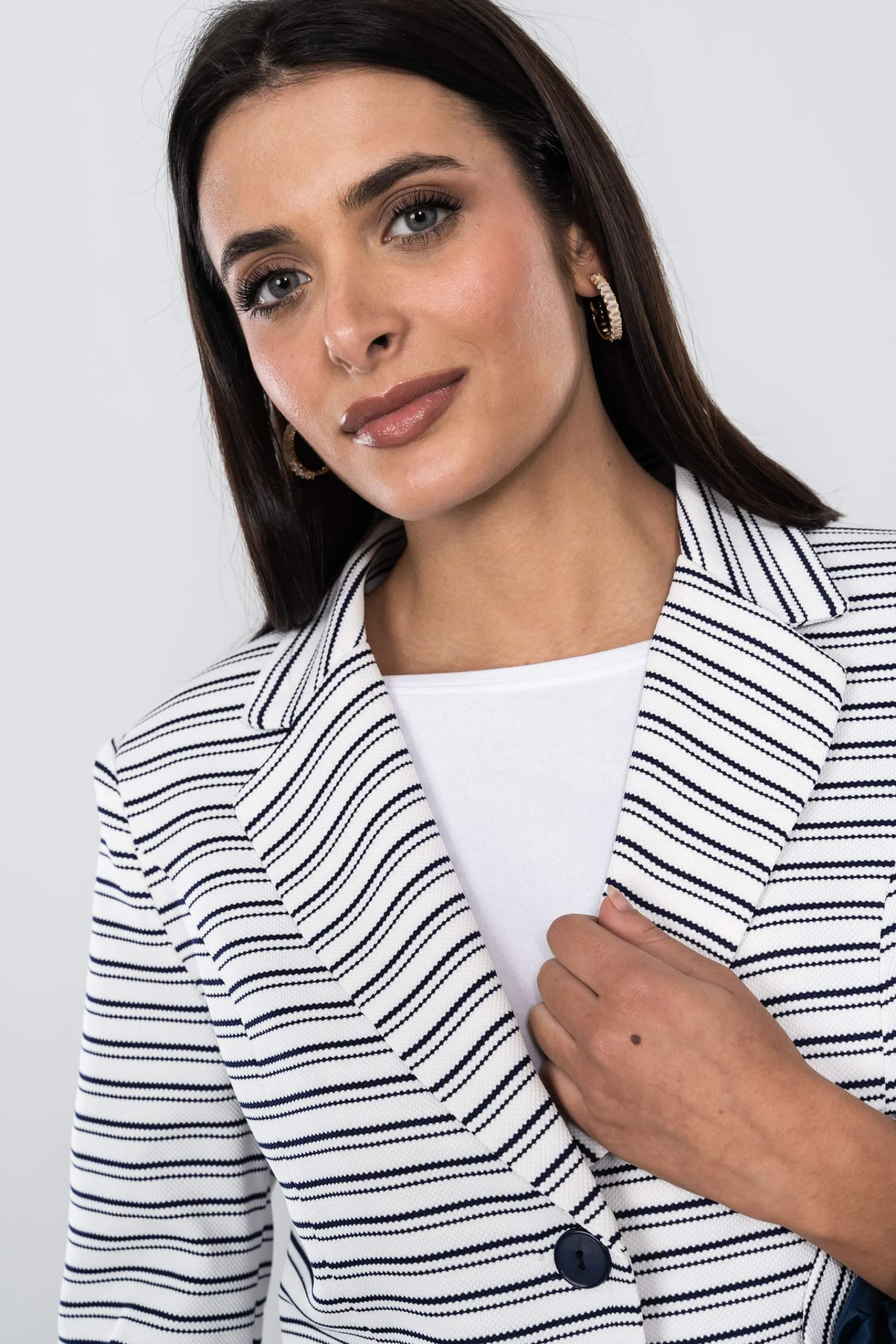 Precchio Chaquetas<AMERICANA RAYAS JACQUARD BLANCO
