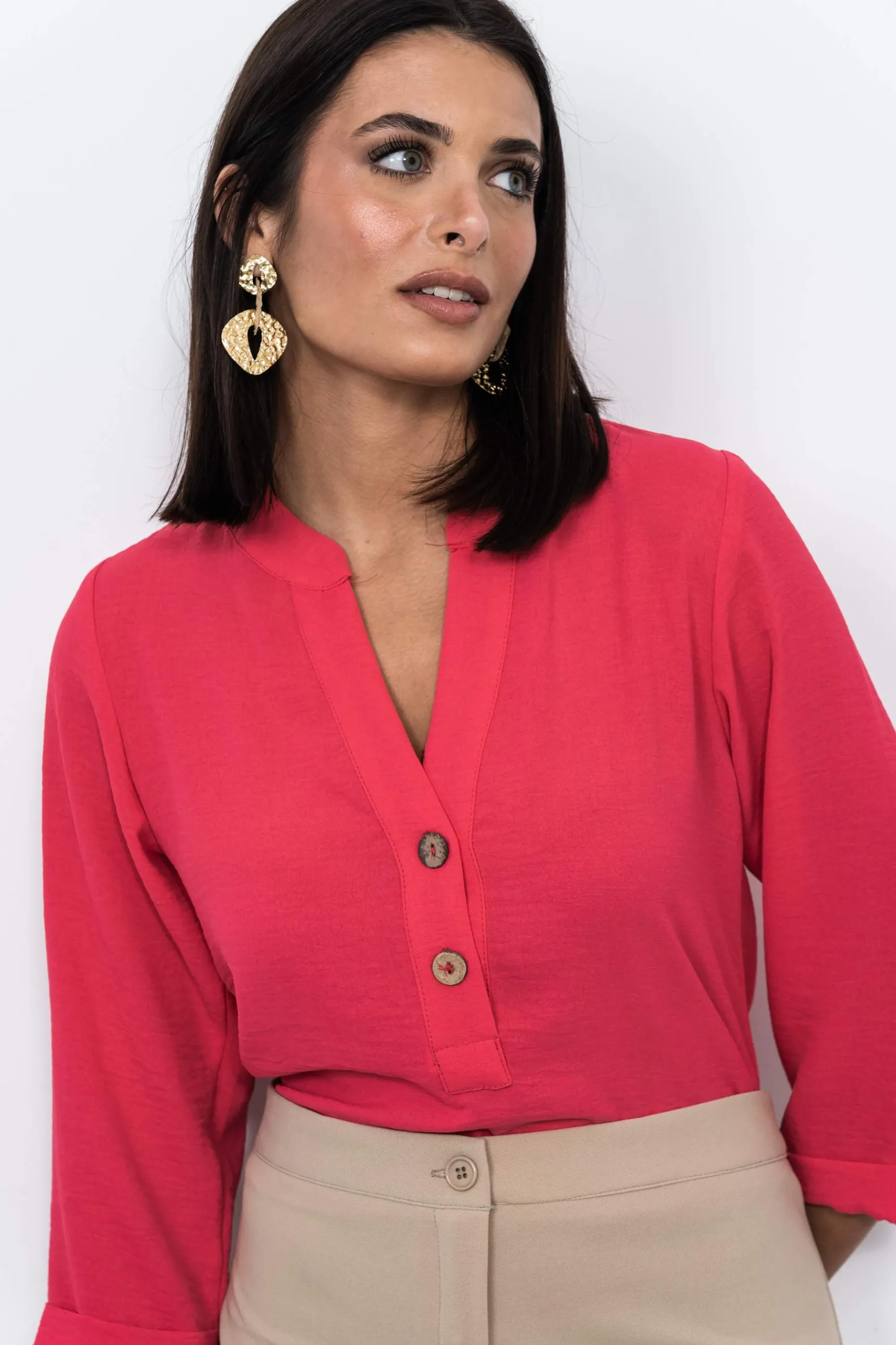 blusa_botones_mf_fresa_3.webp Precchio Blusas Y Camisas<BLUSA BOTONES M/F FRESA