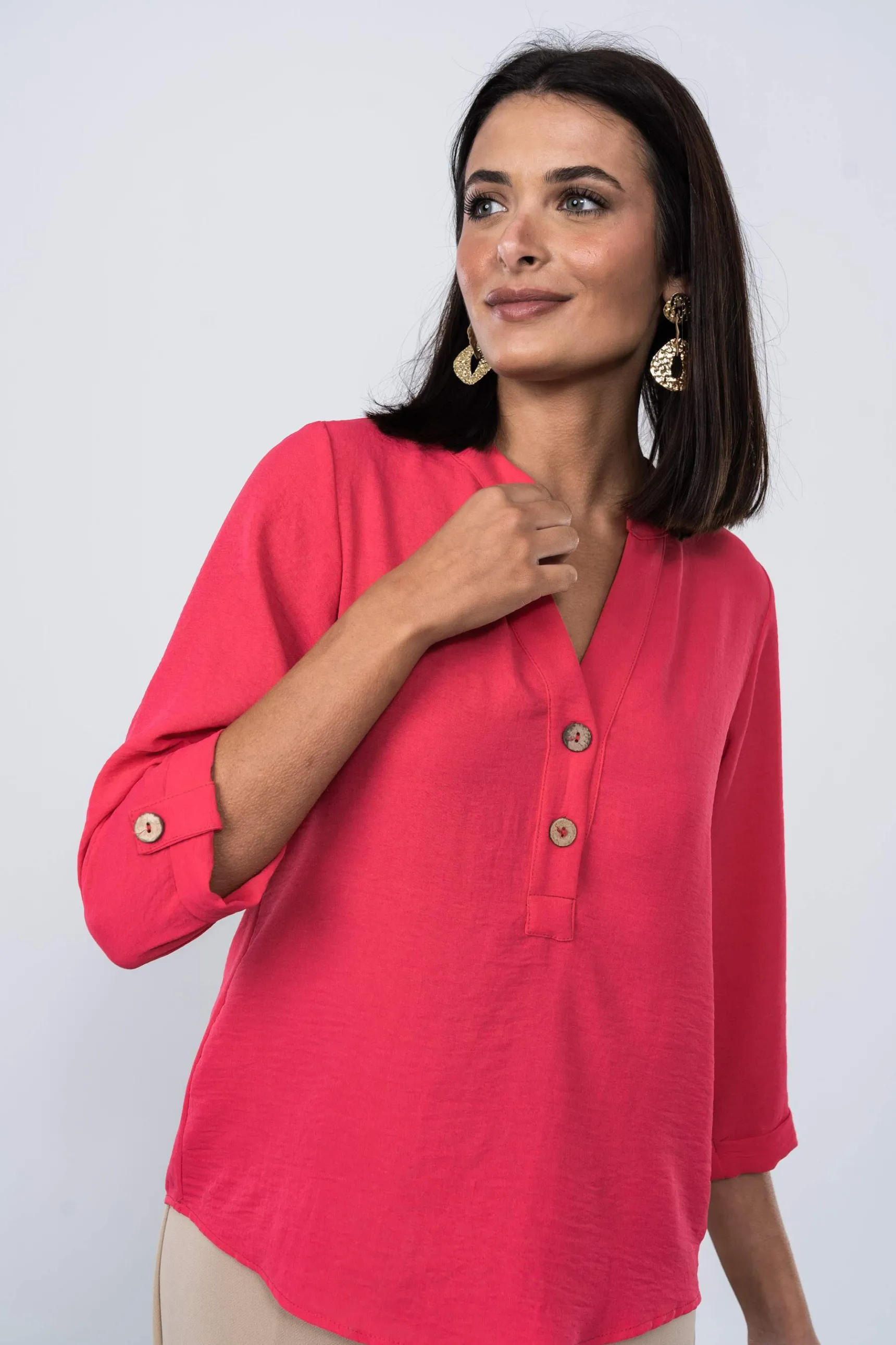 blusa_botones_mf_fresa_6.webp Precchio Blusas Y Camisas<BLUSA BOTONES M/F FRESA