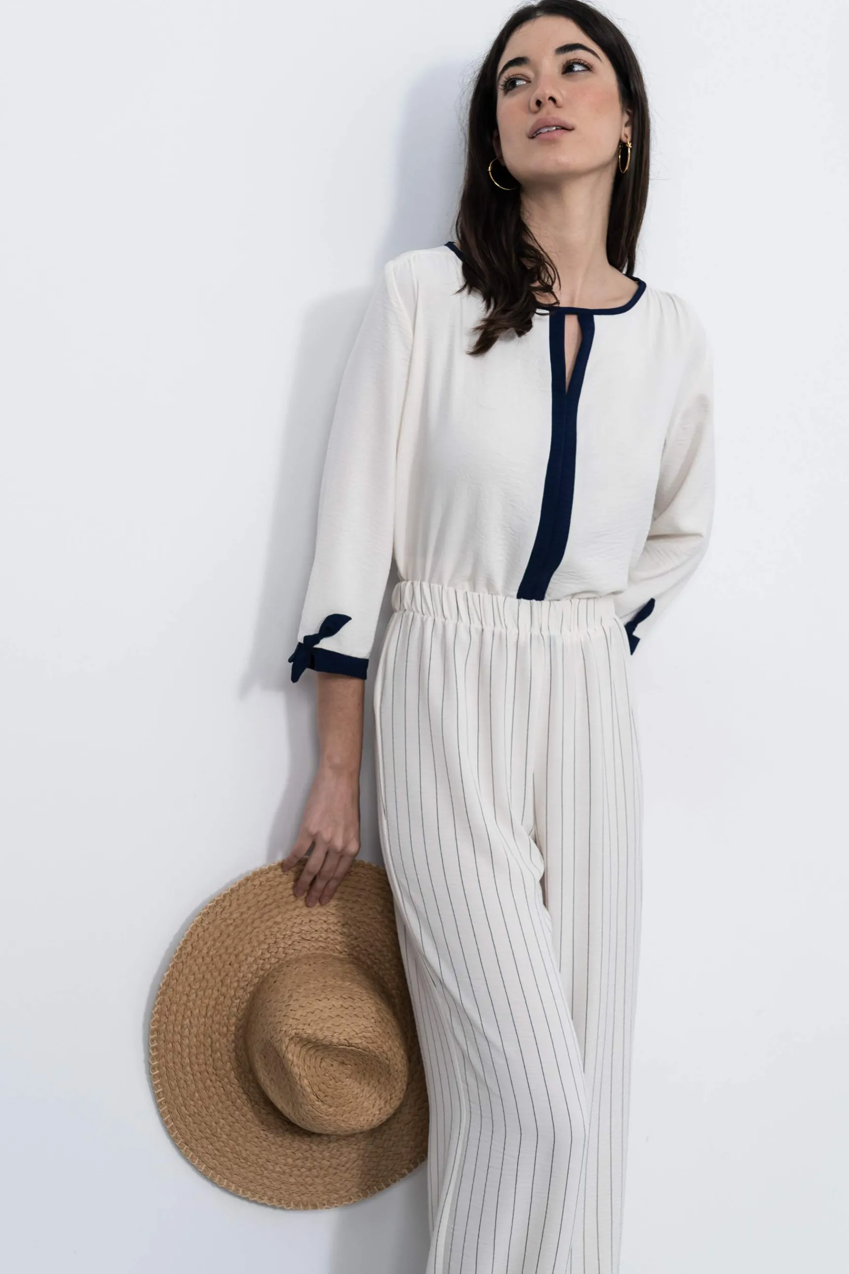 blusa_cenefa_contraste_ma_3.webp Precchio Blusas Y Camisas<BLUSA CENEFA CONTRASTE MARINO
