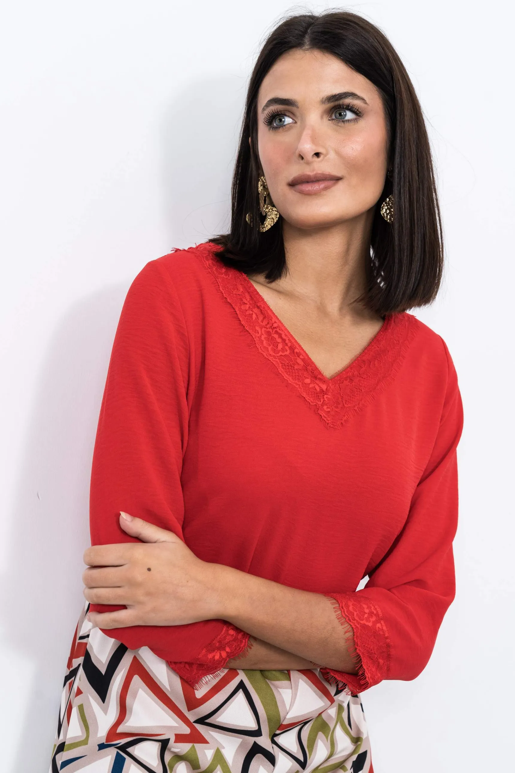 blusa_combinada_encaje_mf_4.webp Precchio Blusas Y Camisas<BLUSA COMBINADA ENCAJE M/F