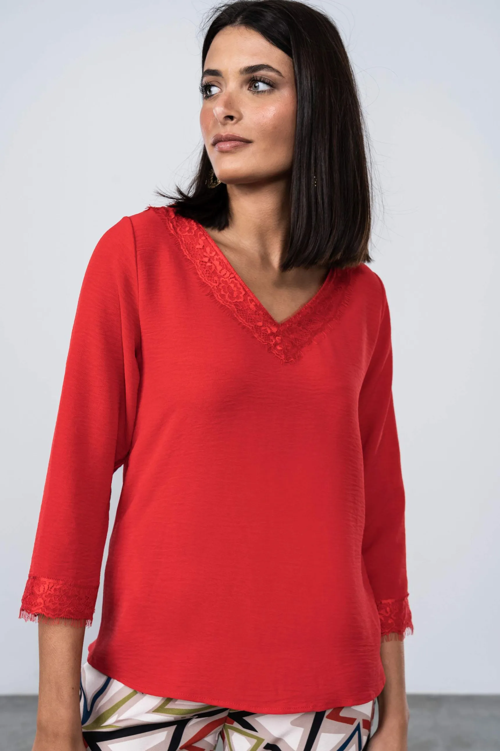 blusa_combinada_encaje_mf_5.webp Precchio Blusas Y Camisas<BLUSA COMBINADA ENCAJE M/F