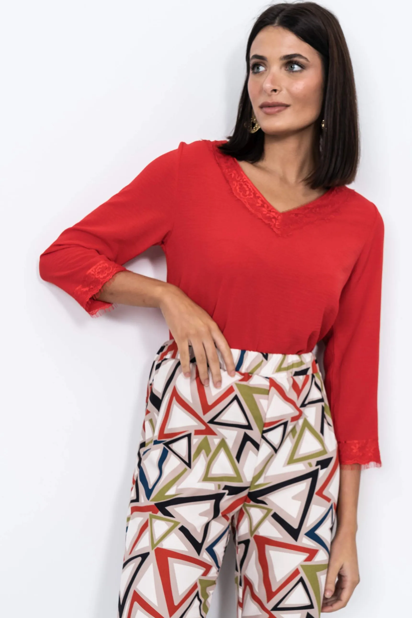 blusa_combinada_encaje_mf_6.webp Precchio Blusas Y Camisas<BLUSA COMBINADA ENCAJE M/F