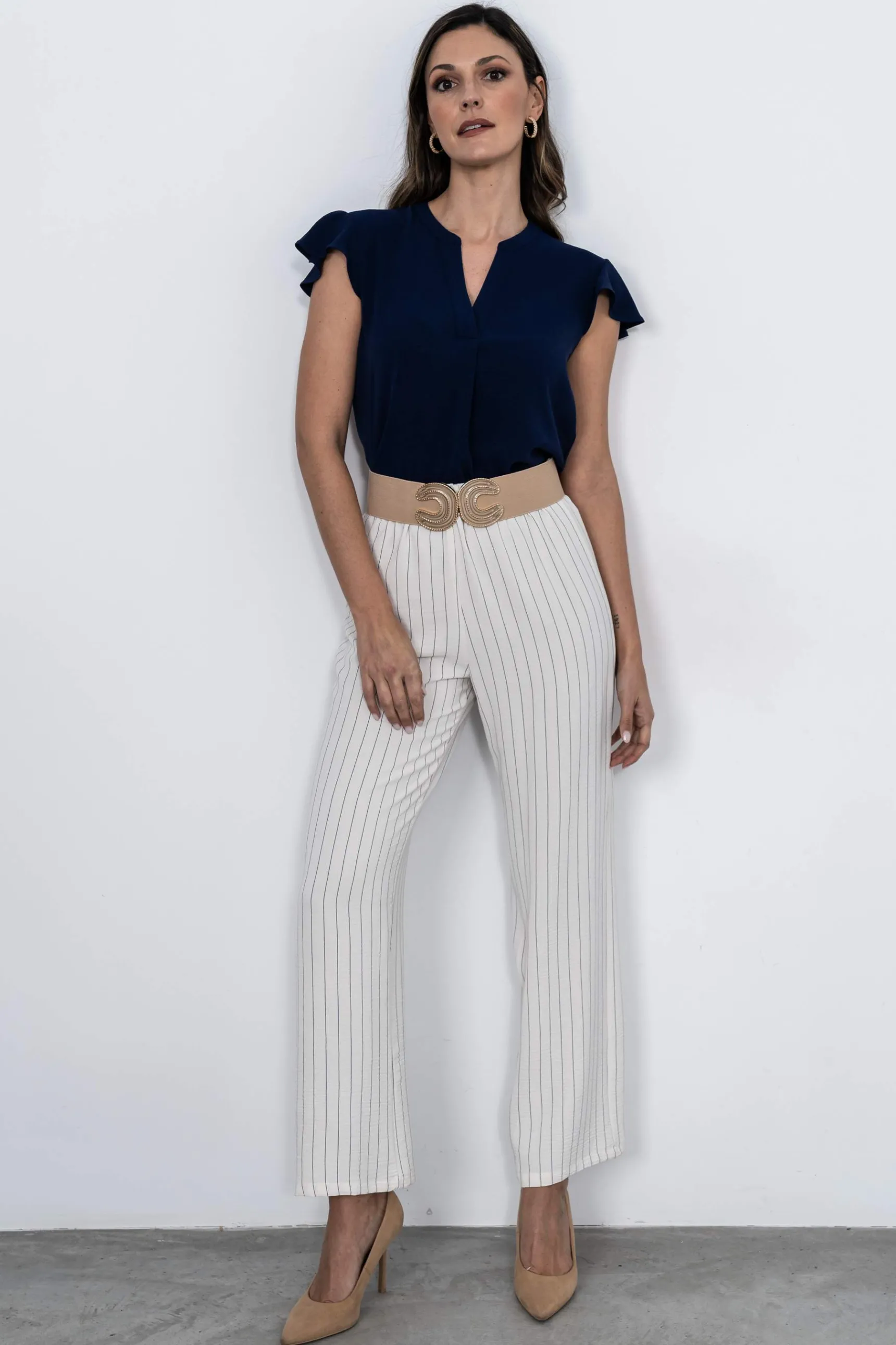 blusa_cuello_uve_marino_2.webp Precchio Blusas Y Camisas<BLUSA CUELLO UVE MARINO
