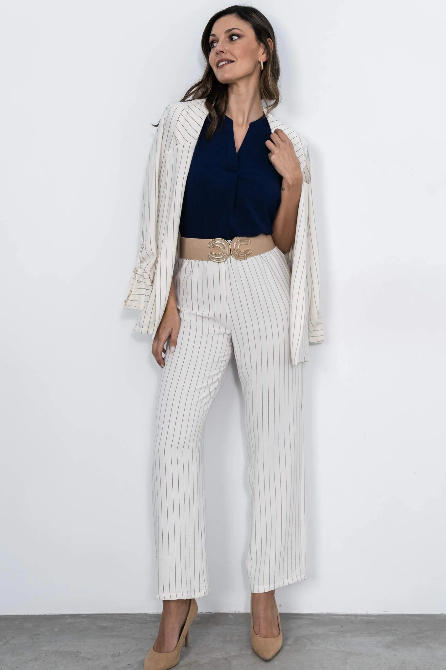 blusa_cuello_uve_marino_6.webp Precchio Blusas Y Camisas<BLUSA CUELLO UVE MARINO