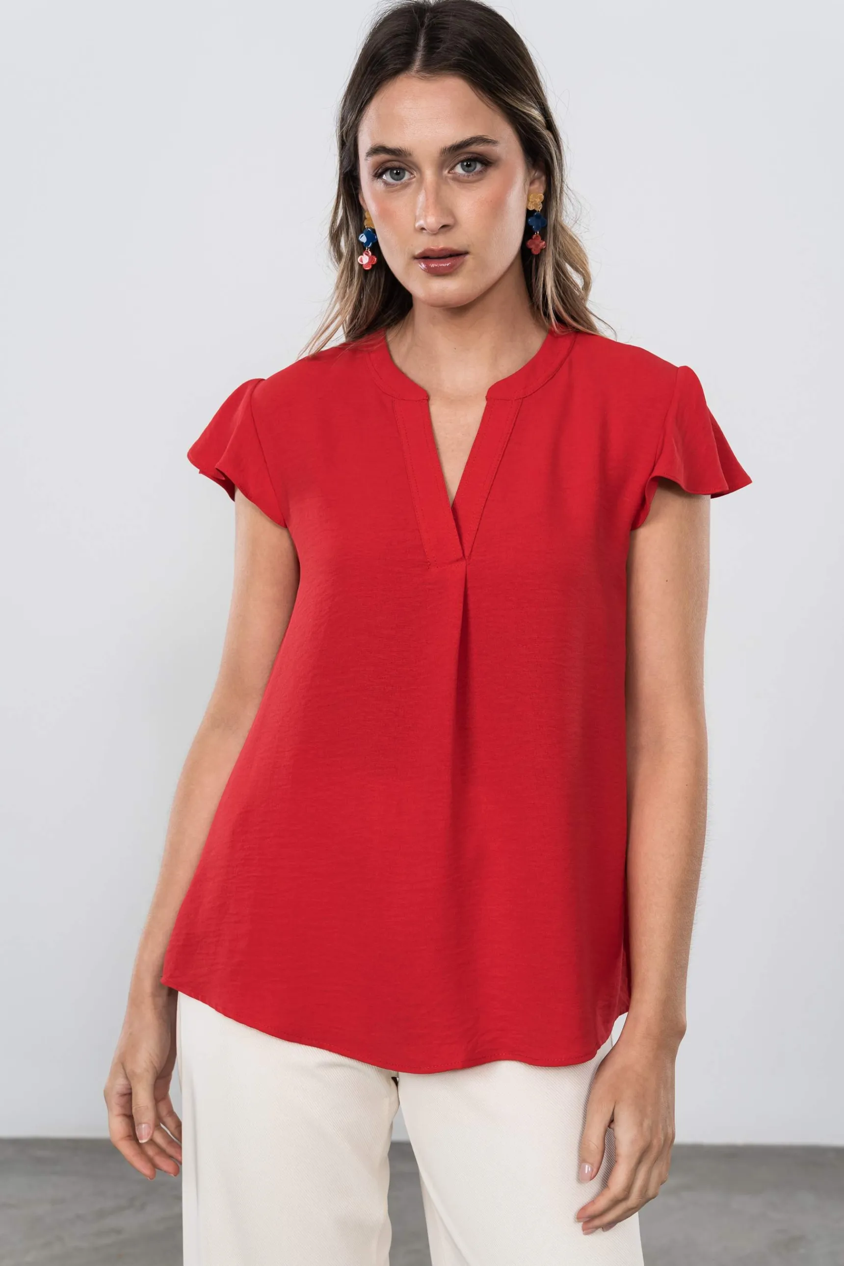 Precchio Blusas Y Camisas<BLUSA CUELLO UVE ROJO