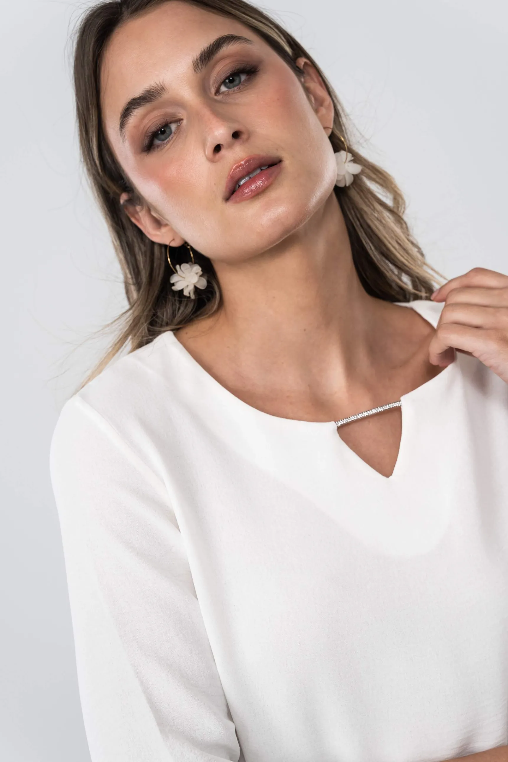 Precchio Blusas Y Camisas<BLUSA DETALLE BRILLO CRUDO
