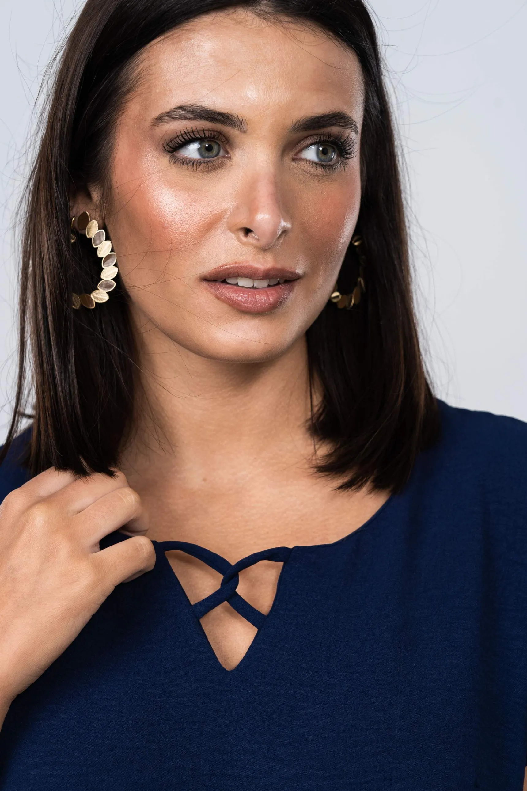 Precchio Blusas Y Camisas<BLUSA DETALLE CRUZADO MARINO