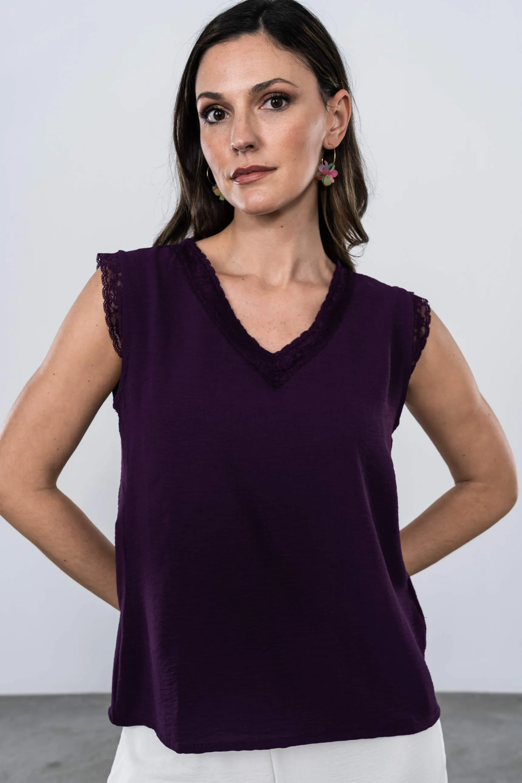 Precchio Blusas Y Camisas<BLUSA ENCAJE MANGA SISA MORADO
