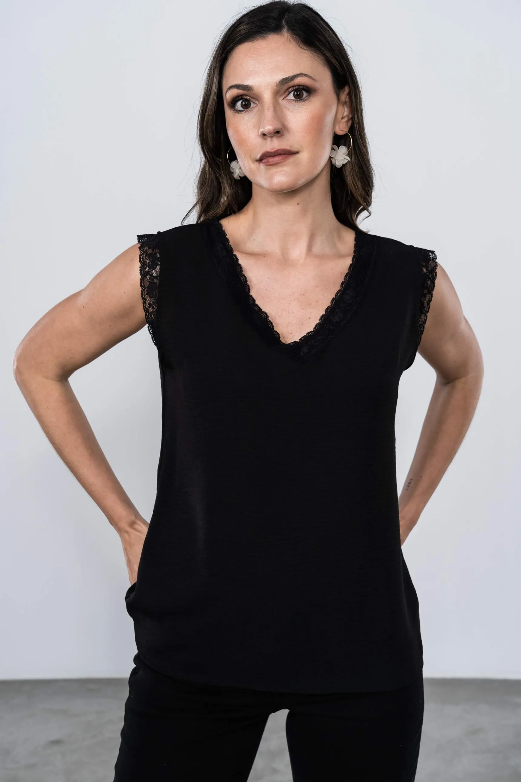 Precchio Blusas Y Camisas<BLUSA ENCAJE MANGA SISA NEGRO