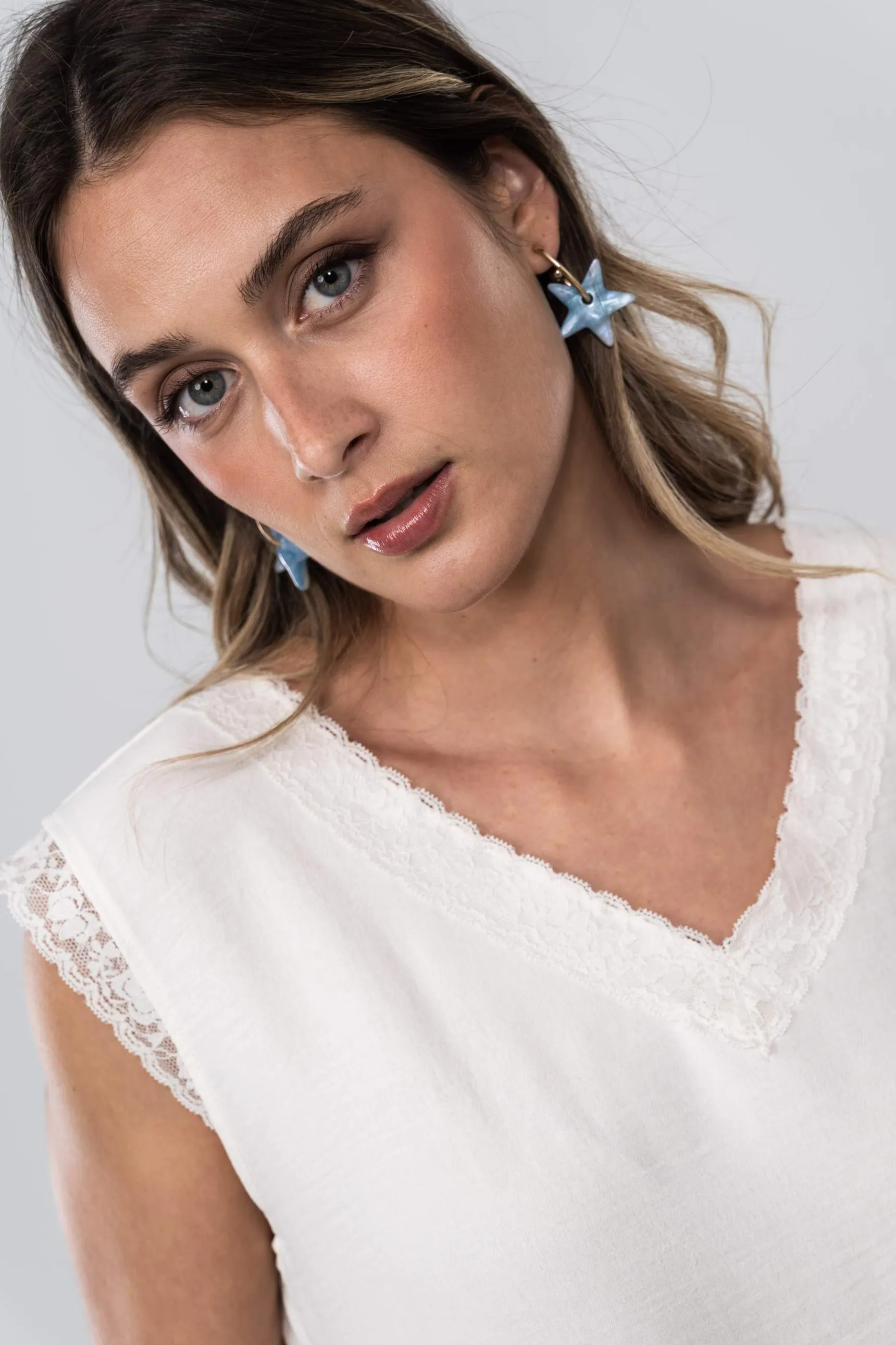 Precchio Blusas Y Camisas<BLUSA ENCAJE M/SISA CRUDO