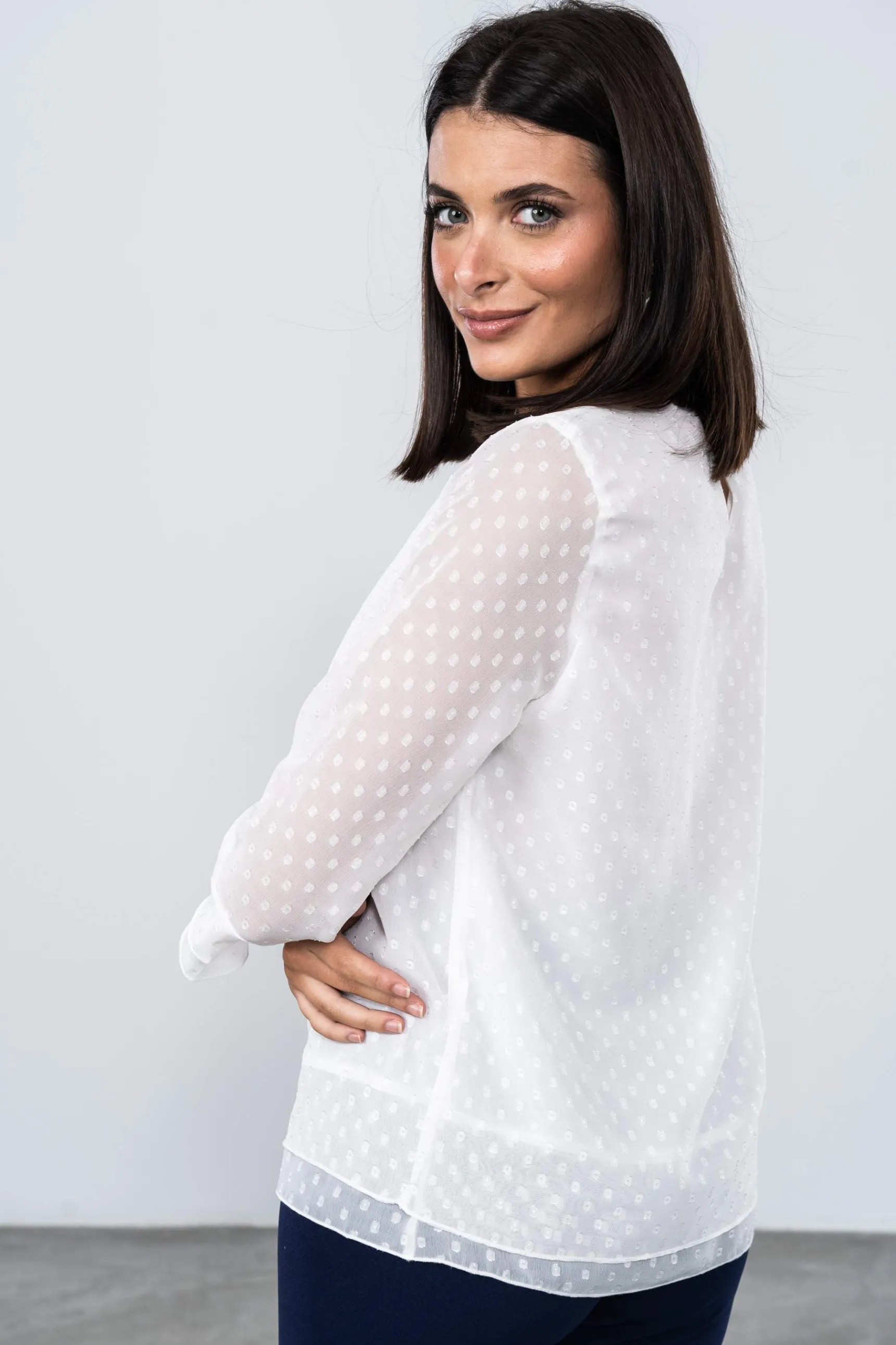 blusa_jacquard_doble_capa_3.webp Precchio Blusas Y Camisas<BLUSA JACQUARD DOBLE CAPA