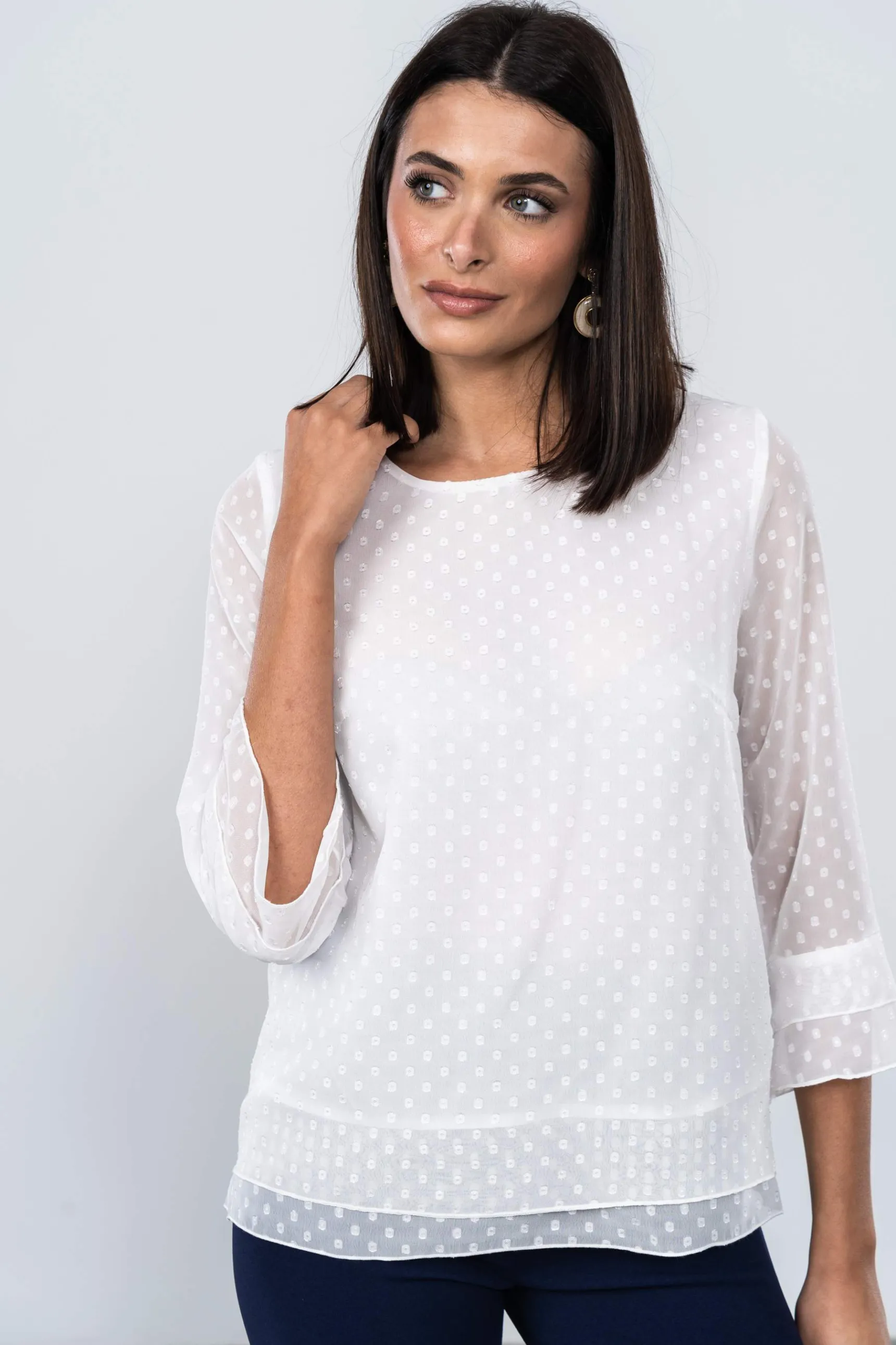 blusa_jacquard_doble_capa_6.webp Precchio Blusas Y Camisas<BLUSA JACQUARD DOBLE CAPA