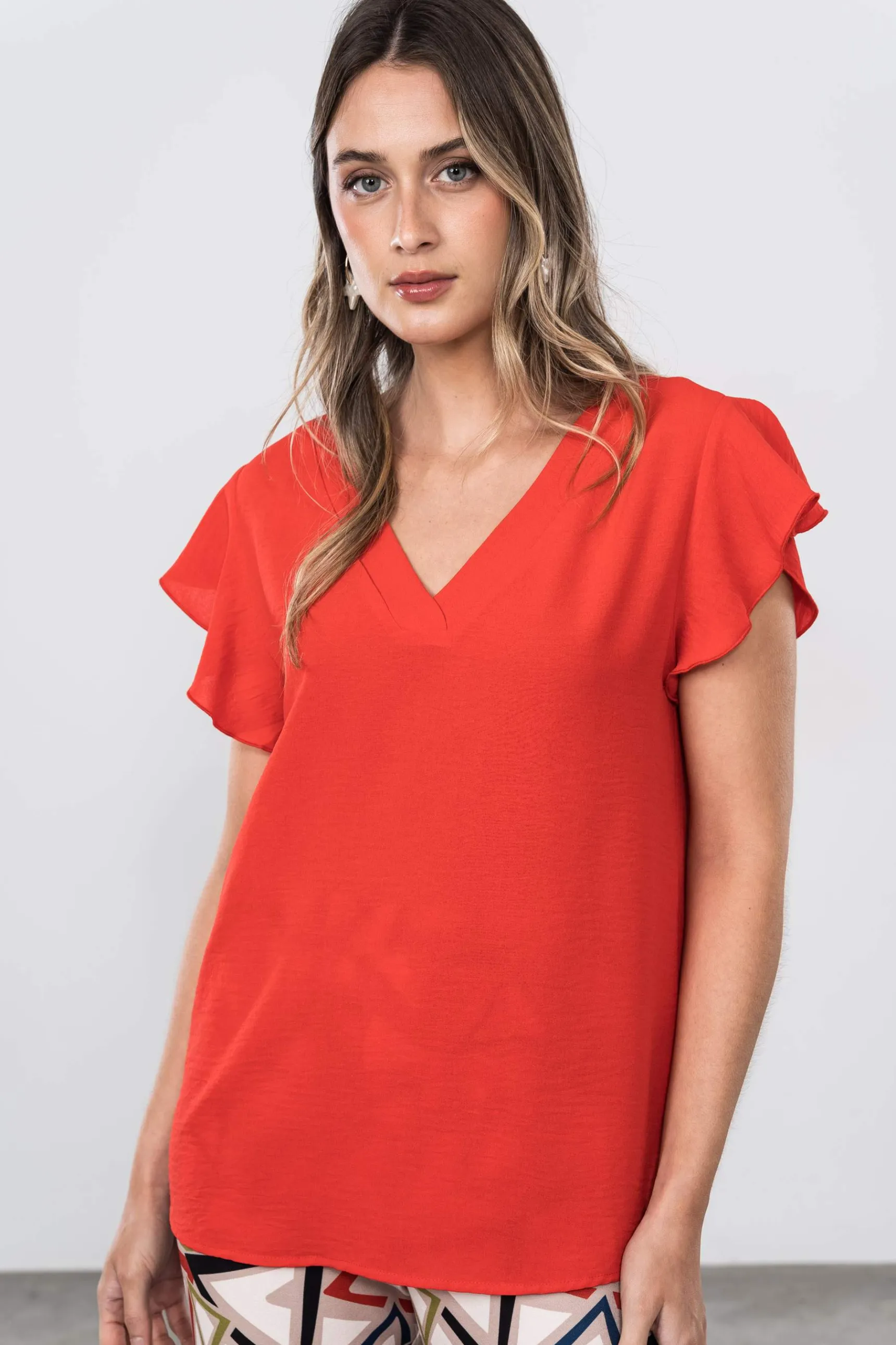 blusa_manga_capa_rojo_6.webp Precchio Blusas Y Camisas<BLUSA MANGA CAPA ROJO