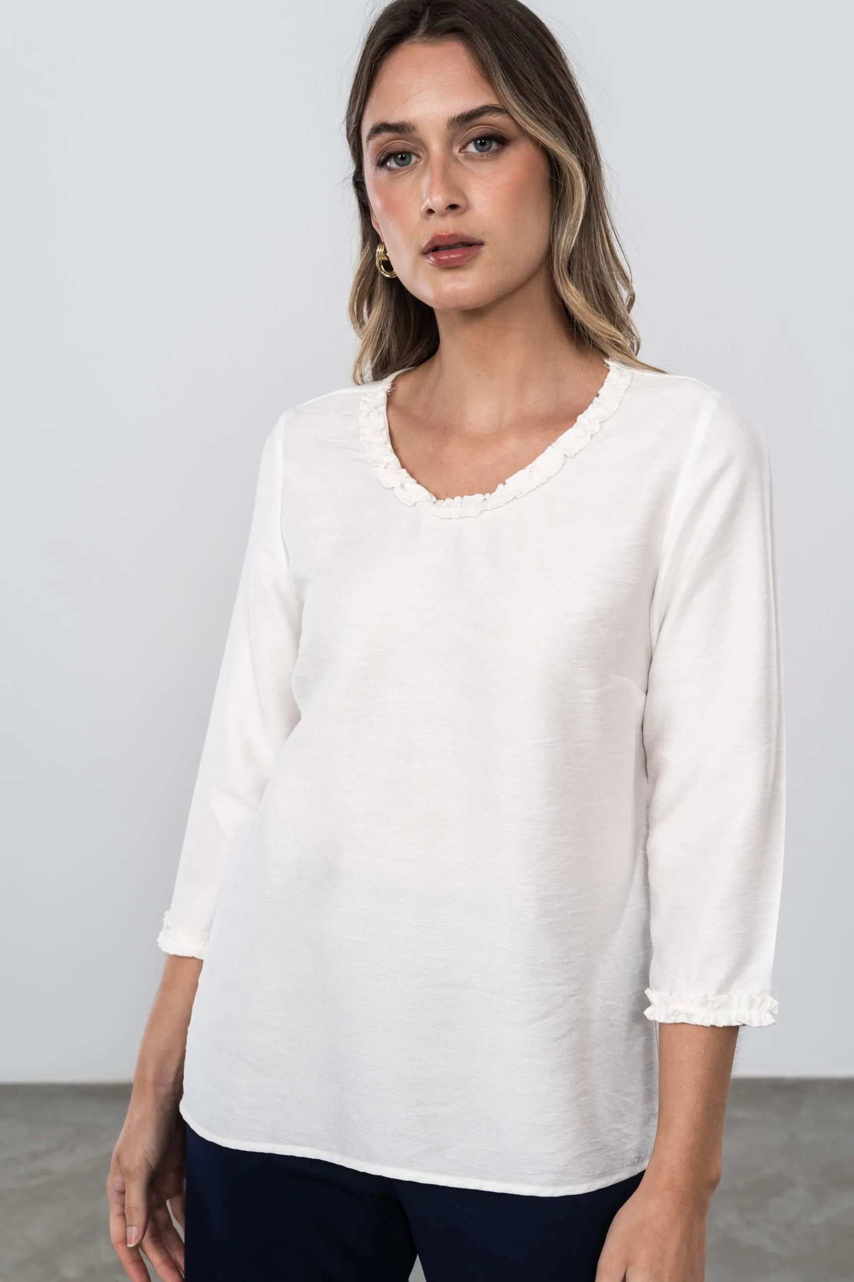 Precchio Blusas Y Camisas<BLUSA VOLANTITO DECORATIVO CRUDO