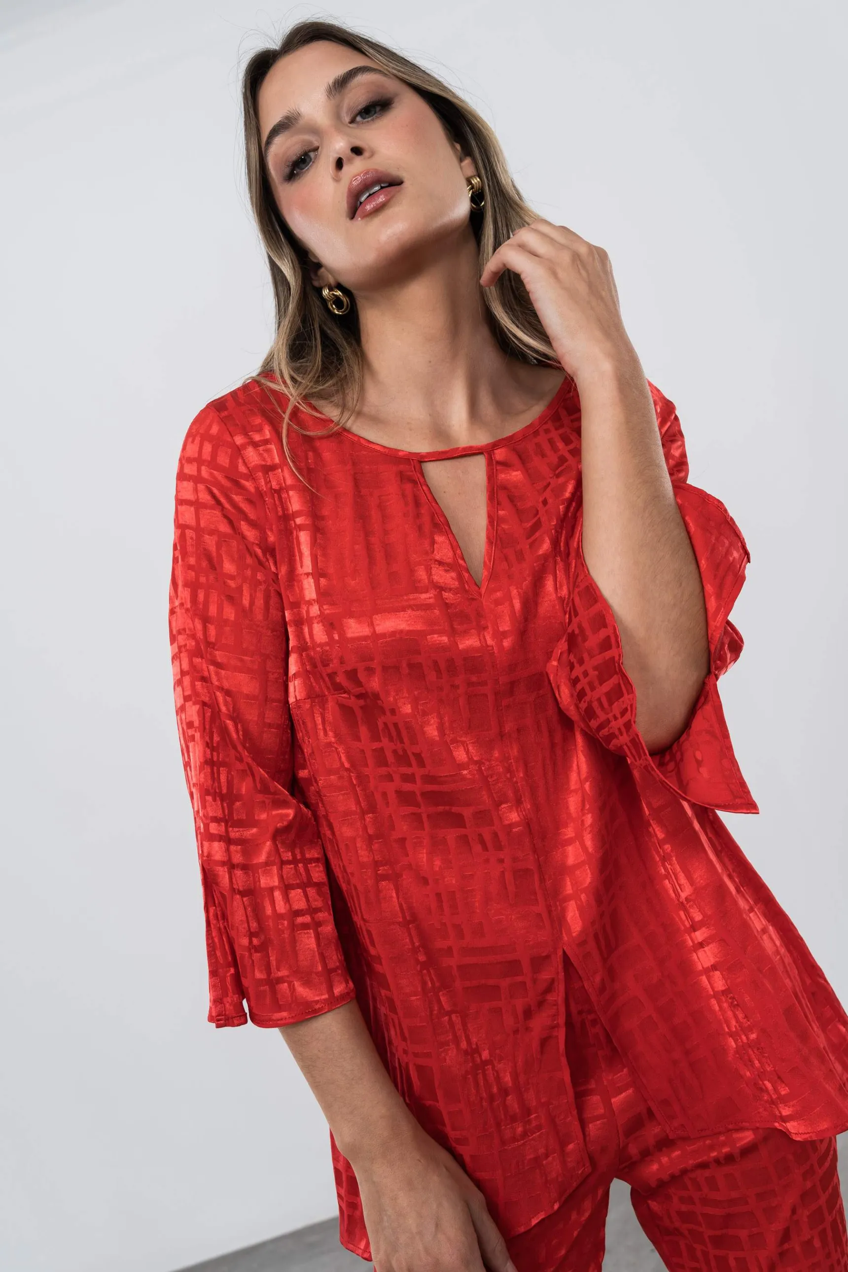 blusn_jacquard_satinado_8.webp Precchio Blusas Y Camisas<BLUSÓN JACQUARD SATINADO