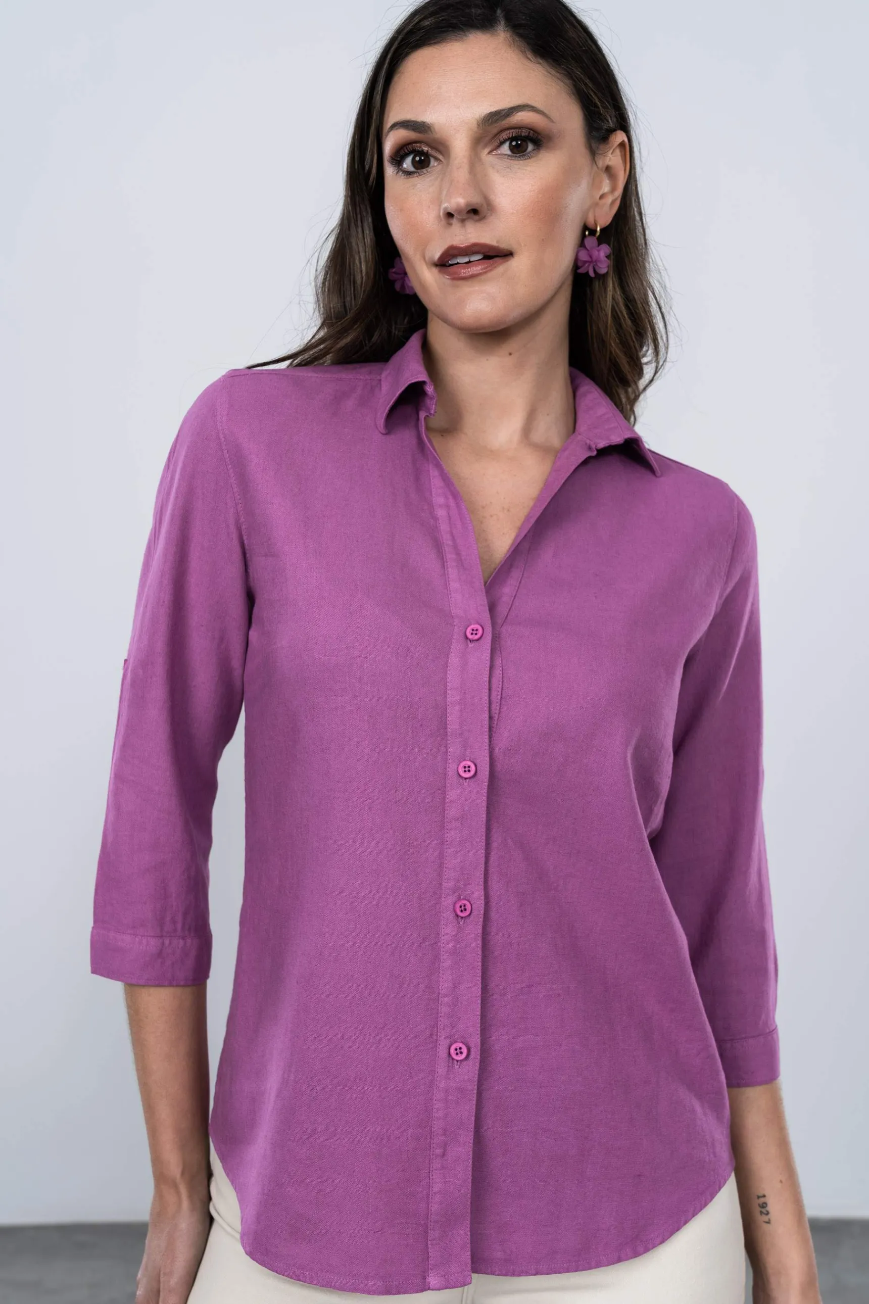 Precchio Blusas Y Camisas<CAMISA EFECTO LINO BUGANVILLA