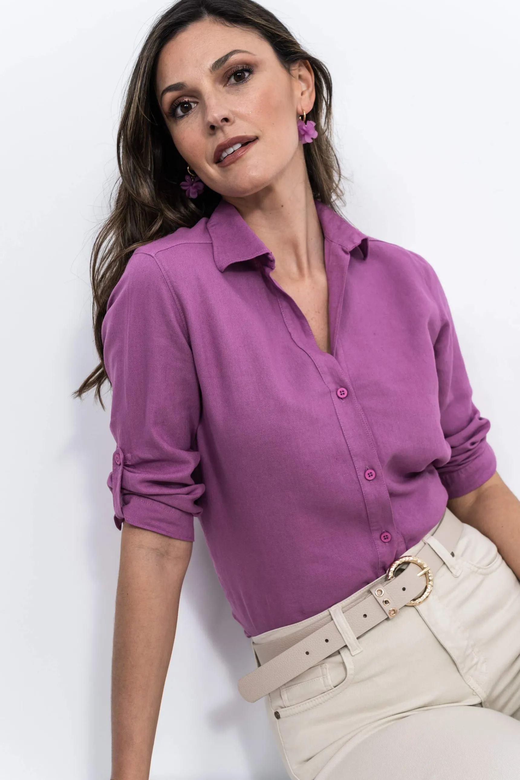 camisa_efecto_lino_buganv_5.webp Precchio Blusas Y Camisas<CAMISA EFECTO LINO BUGANVILLA