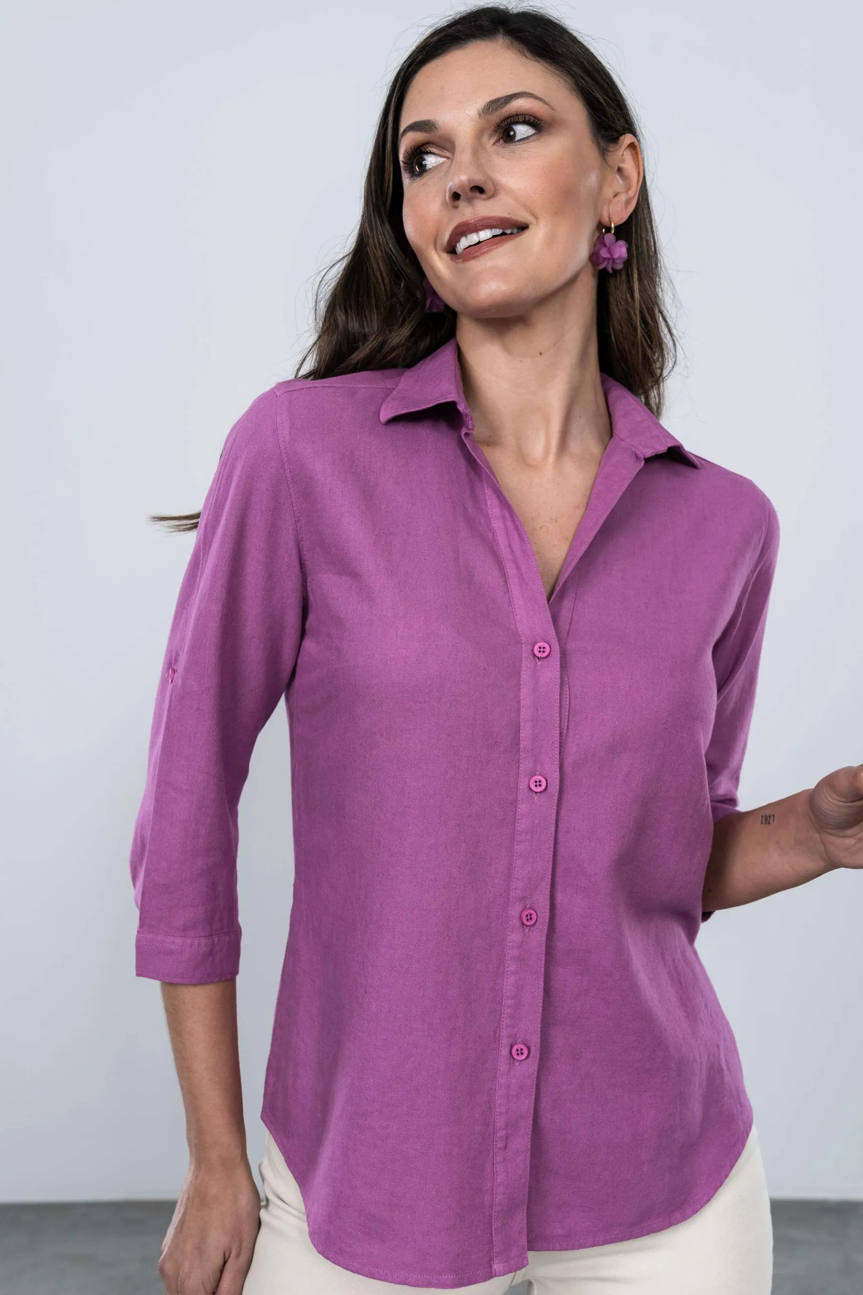 camisa_efecto_lino_buganv_6.webp Precchio Blusas Y Camisas<CAMISA EFECTO LINO BUGANVILLA