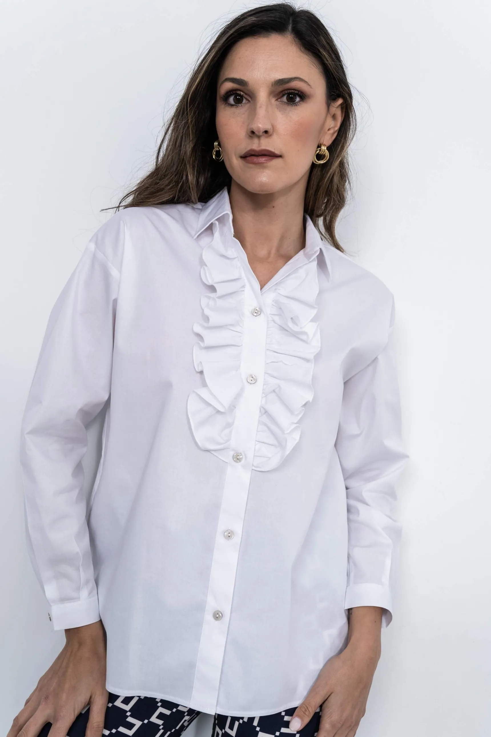Precchio Blusas Y Camisas<CAMISA VOLANTE PECHERA