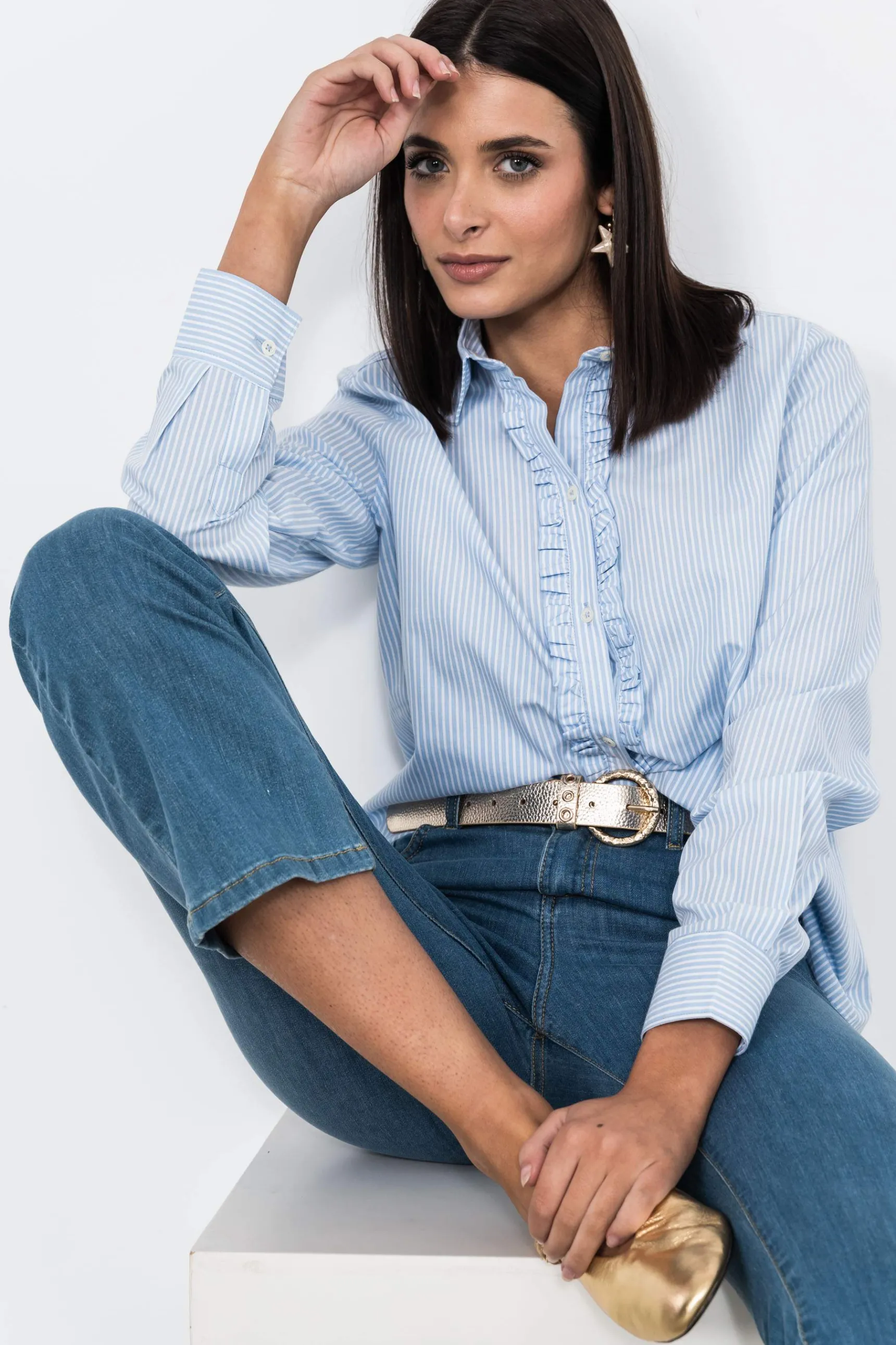 camisa_volantito_rayas_2.webp Precchio Blusas Y Camisas<CAMISA VOLANTITO RAYAS