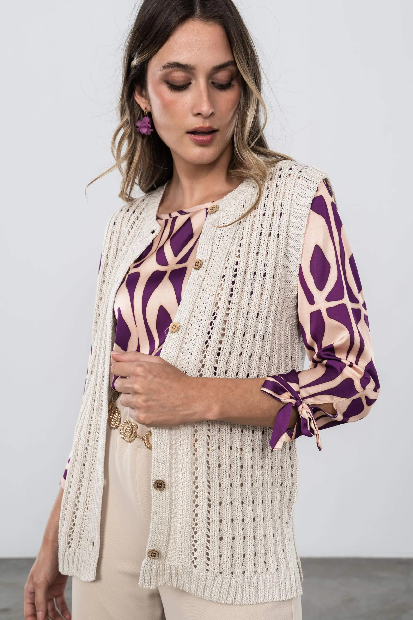 Precchio Jerseys Y Cardigans<CHALECO CALADOS BOTONES ARENA
