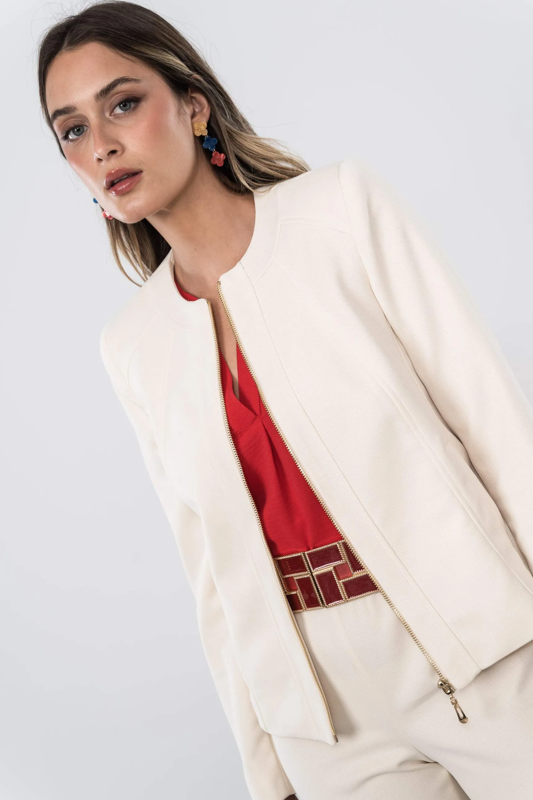 Precchio Chaquetas<CHAQUETA CORTE CREMALLERA CRUDO