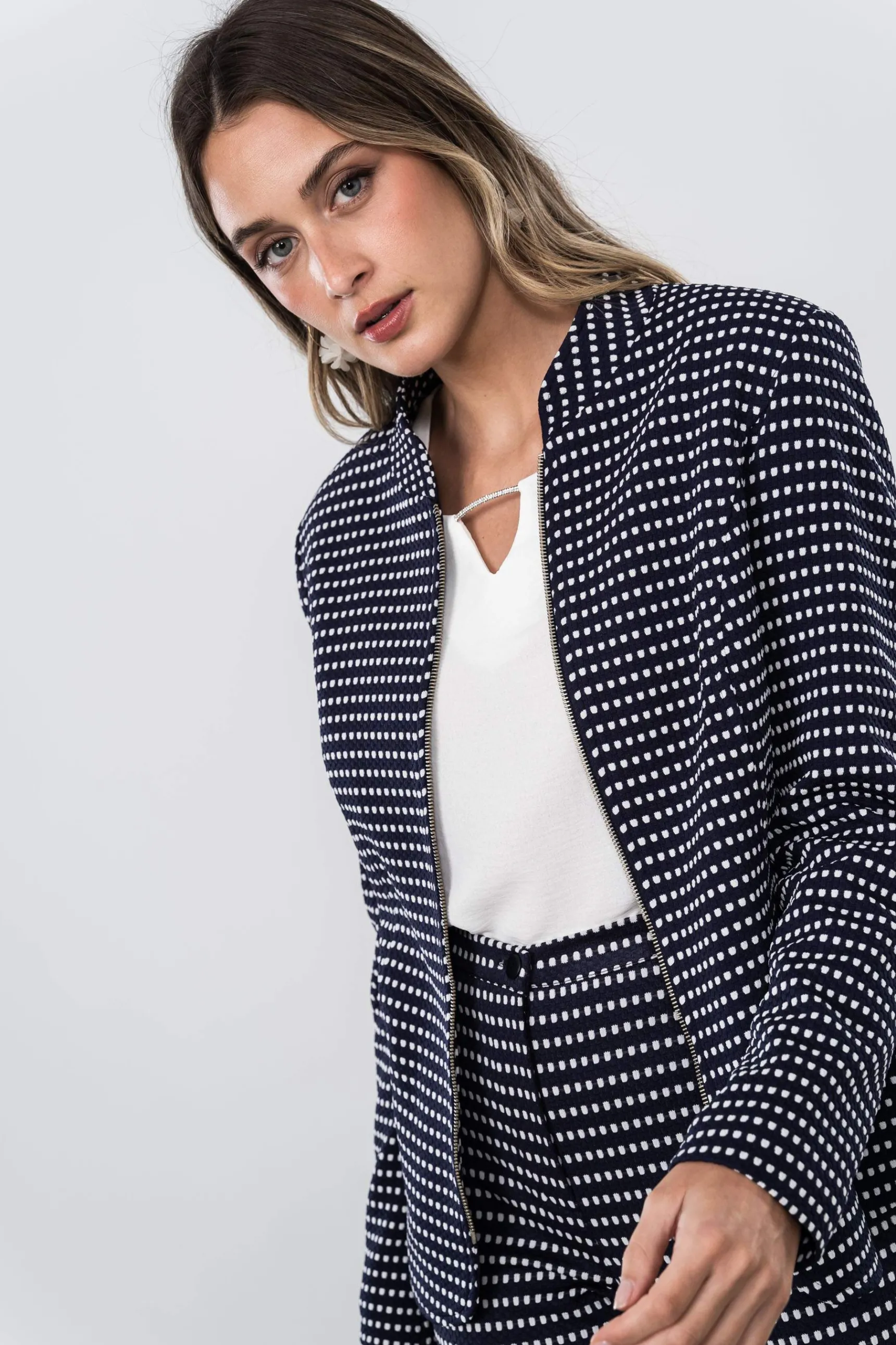 Precchio Chaquetas<CHAQUETA CREMALLERA JACQUARD MARINO