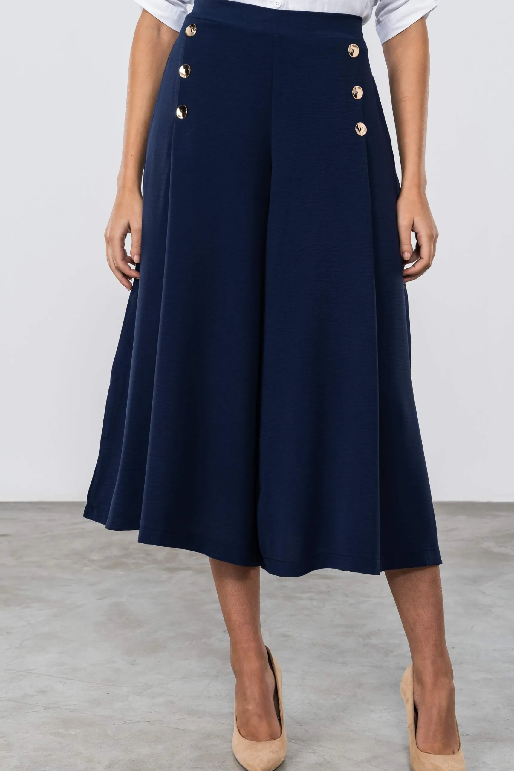 Precchio Faldas<FALDA-PANTALÓN BOTONES MARINO