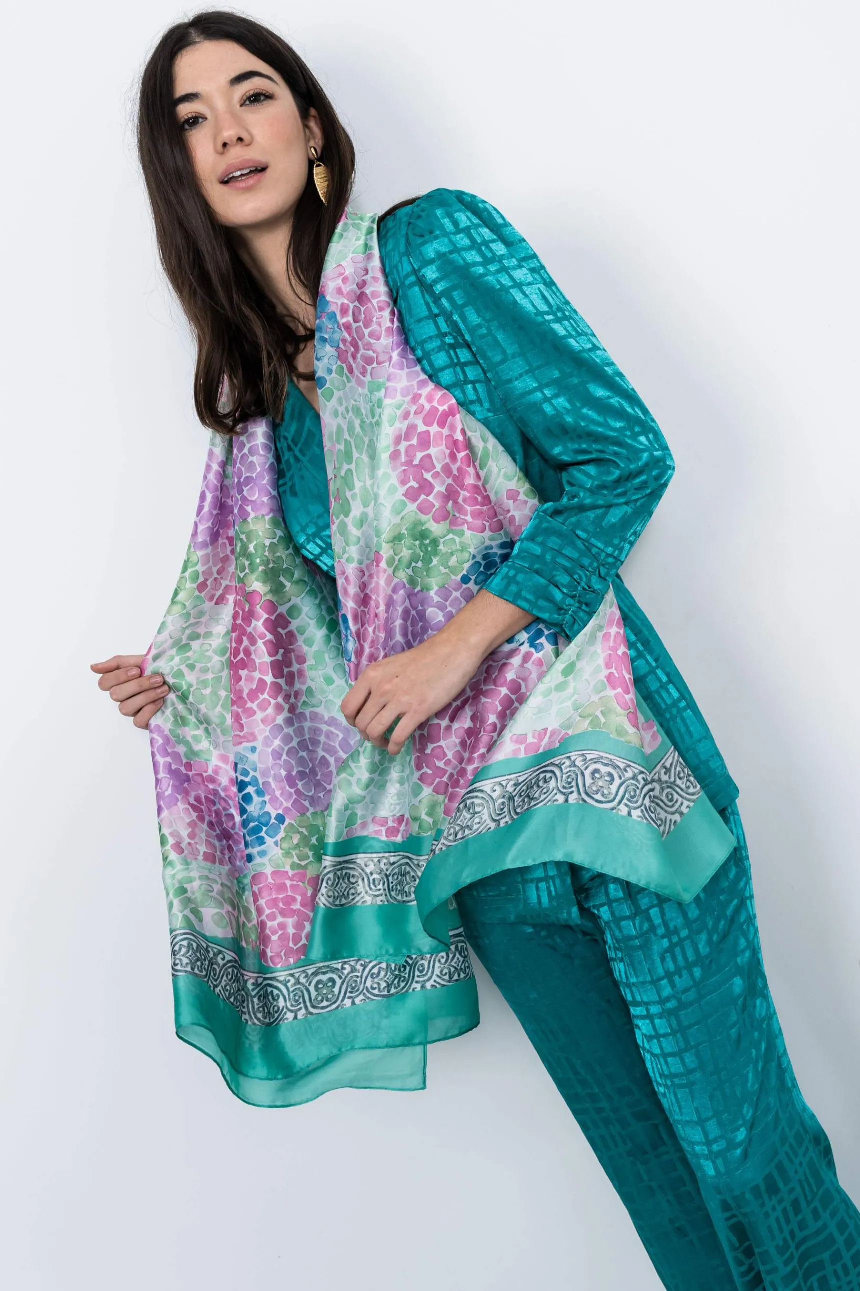 Precchio Foulards Y Estolas<FOULARD EFECTO SEDA MOSAICO VERDE