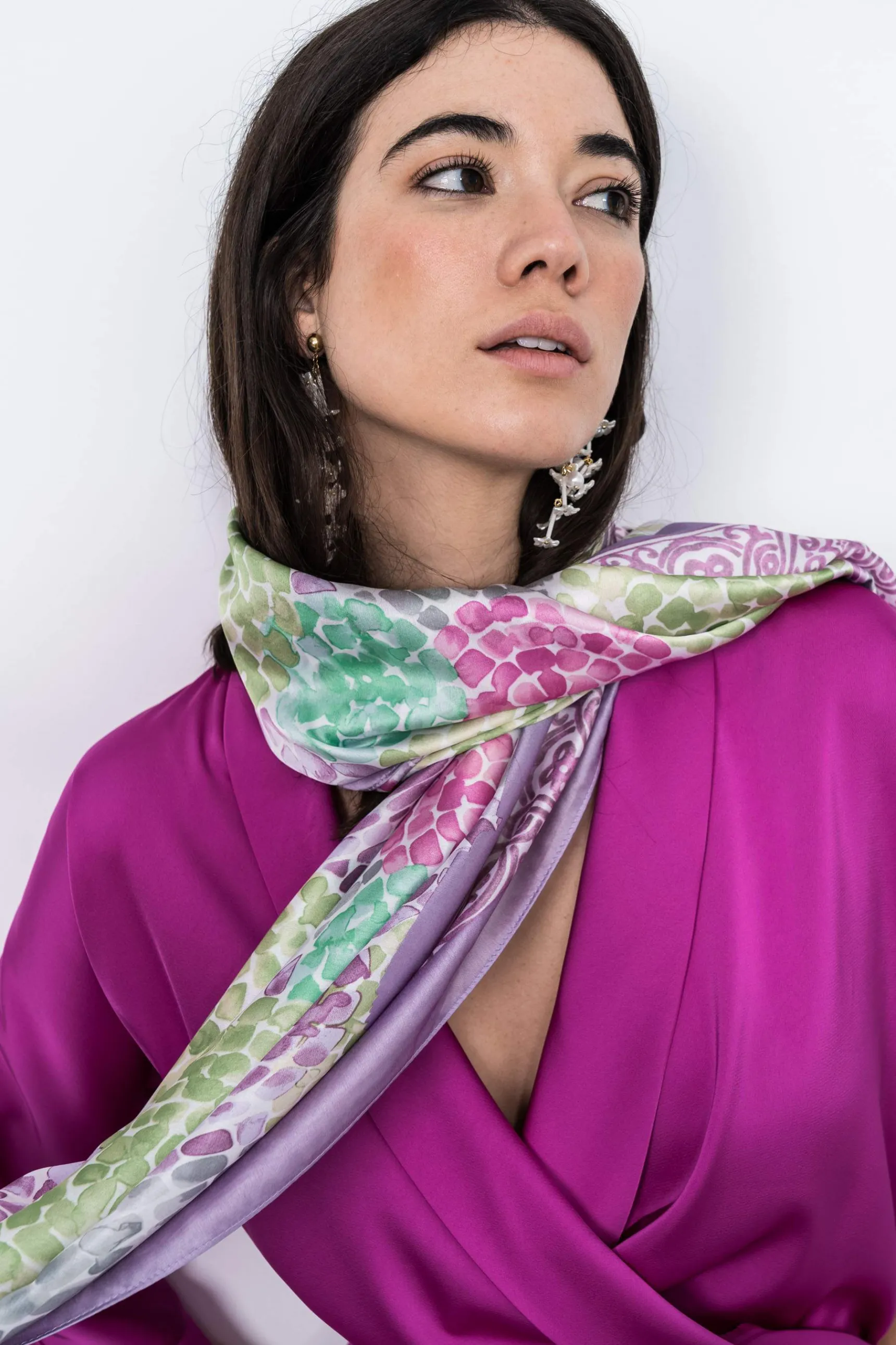 Precchio Foulards Y Estolas<FOULARD EFECTO SEDA MOSAICO MALVA