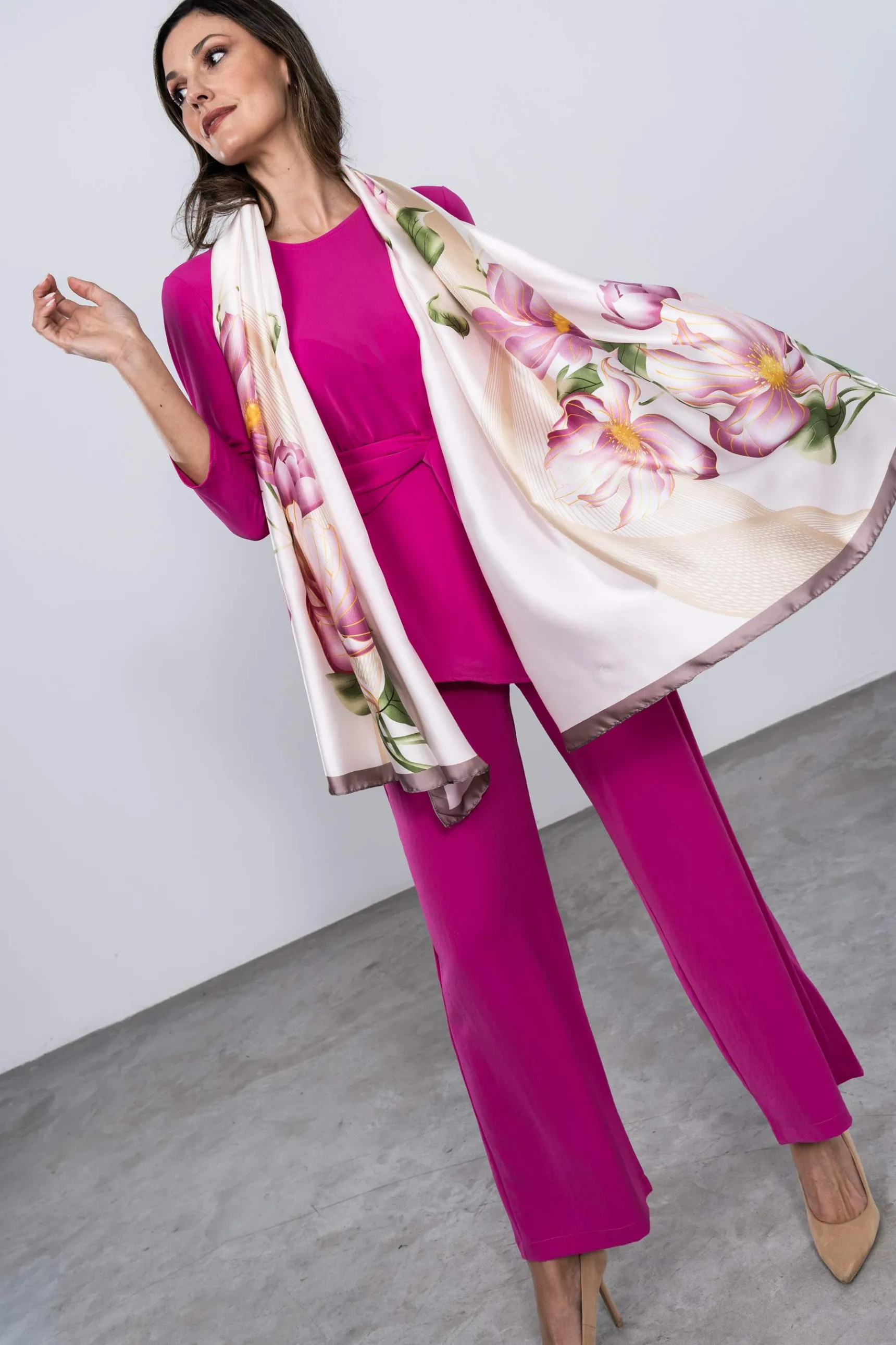 Precchio Foulards Y Estolas<FOULARD EFECTO SEDA PÉTALOS ROSA