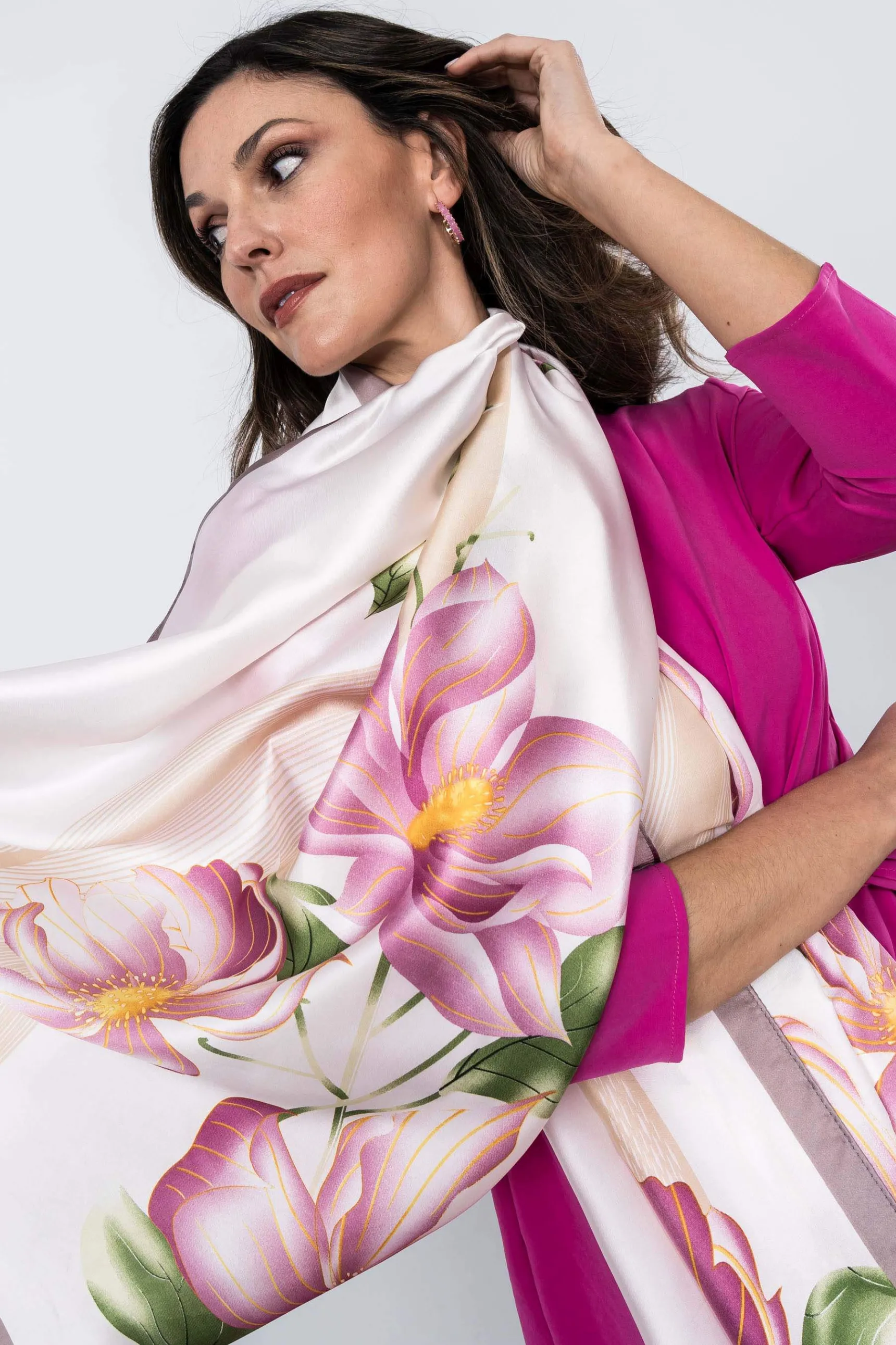 Precchio Foulards Y Estolas<FOULARD EFECTO SEDA PÉTALOS ROSA