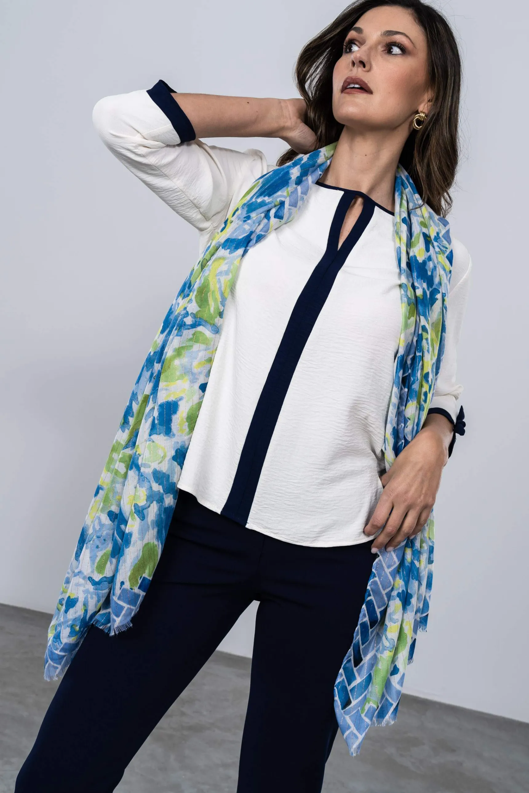 Precchio Foulards Y Estolas<FOULARD HILOS ORO ACUARELAS