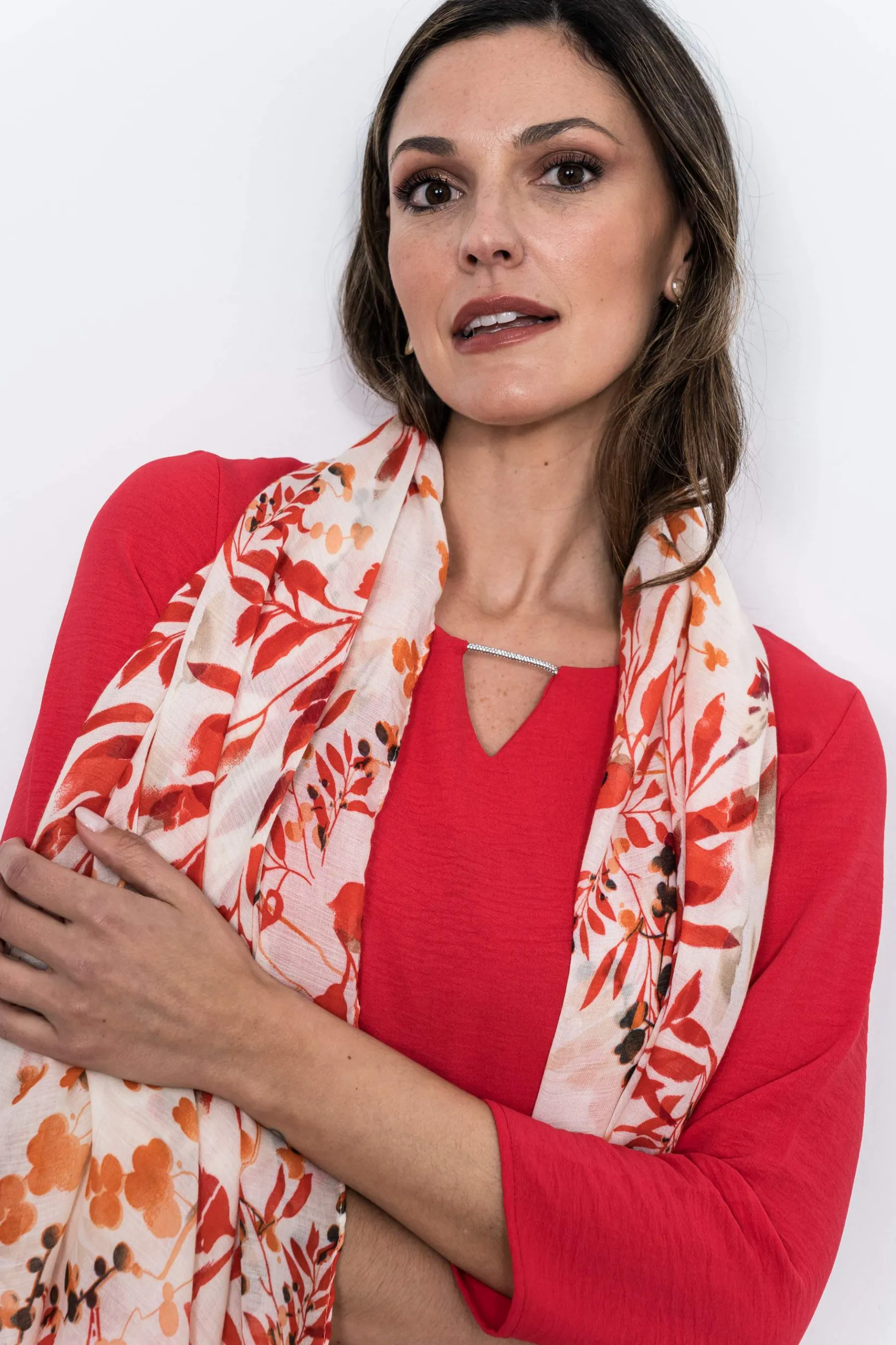 Precchio Foulards Y Estolas<FOULARD HOJAS ROJO