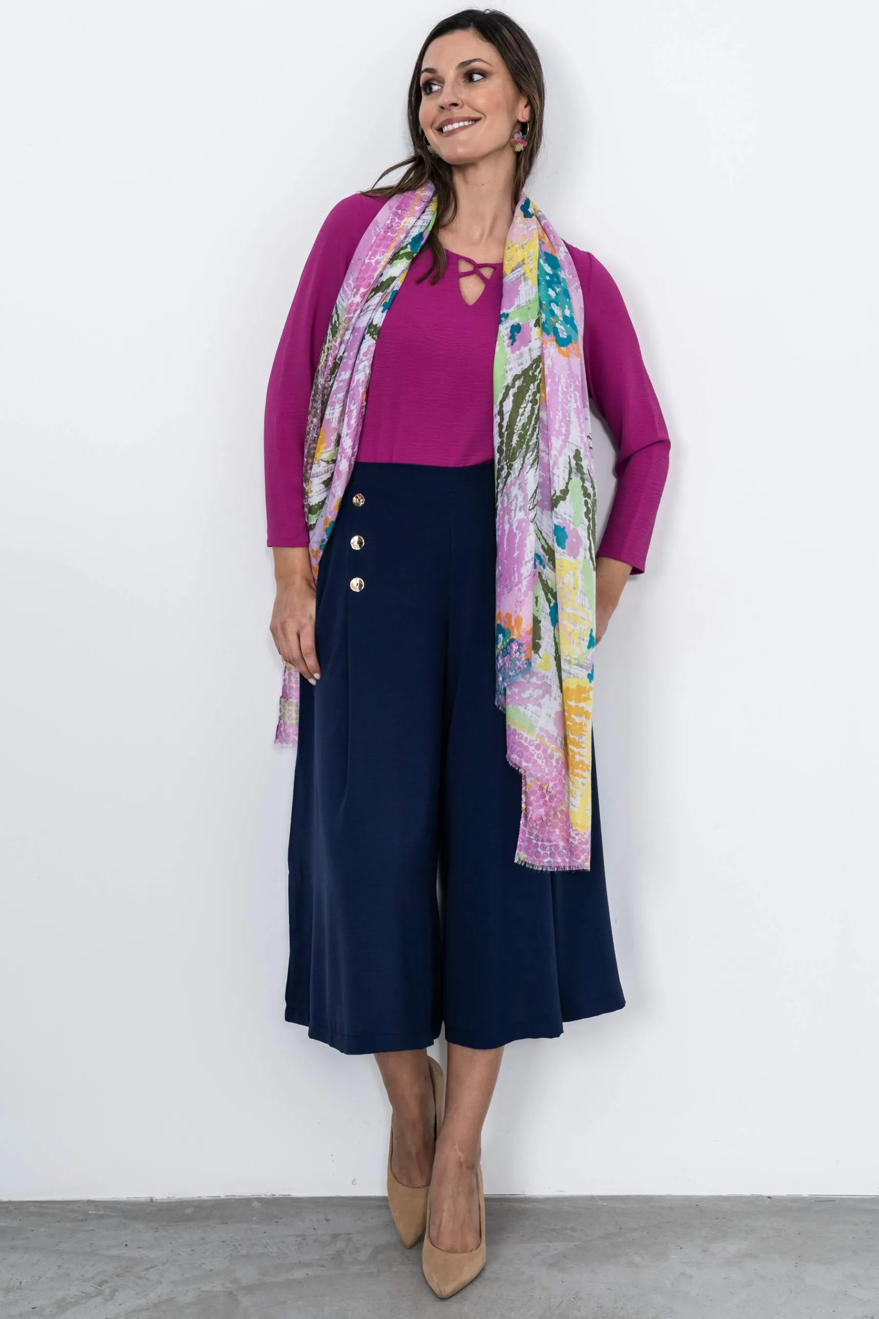 Precchio Foulards Y Estolas<FOULARD MANCHAS FLOR ROSA
