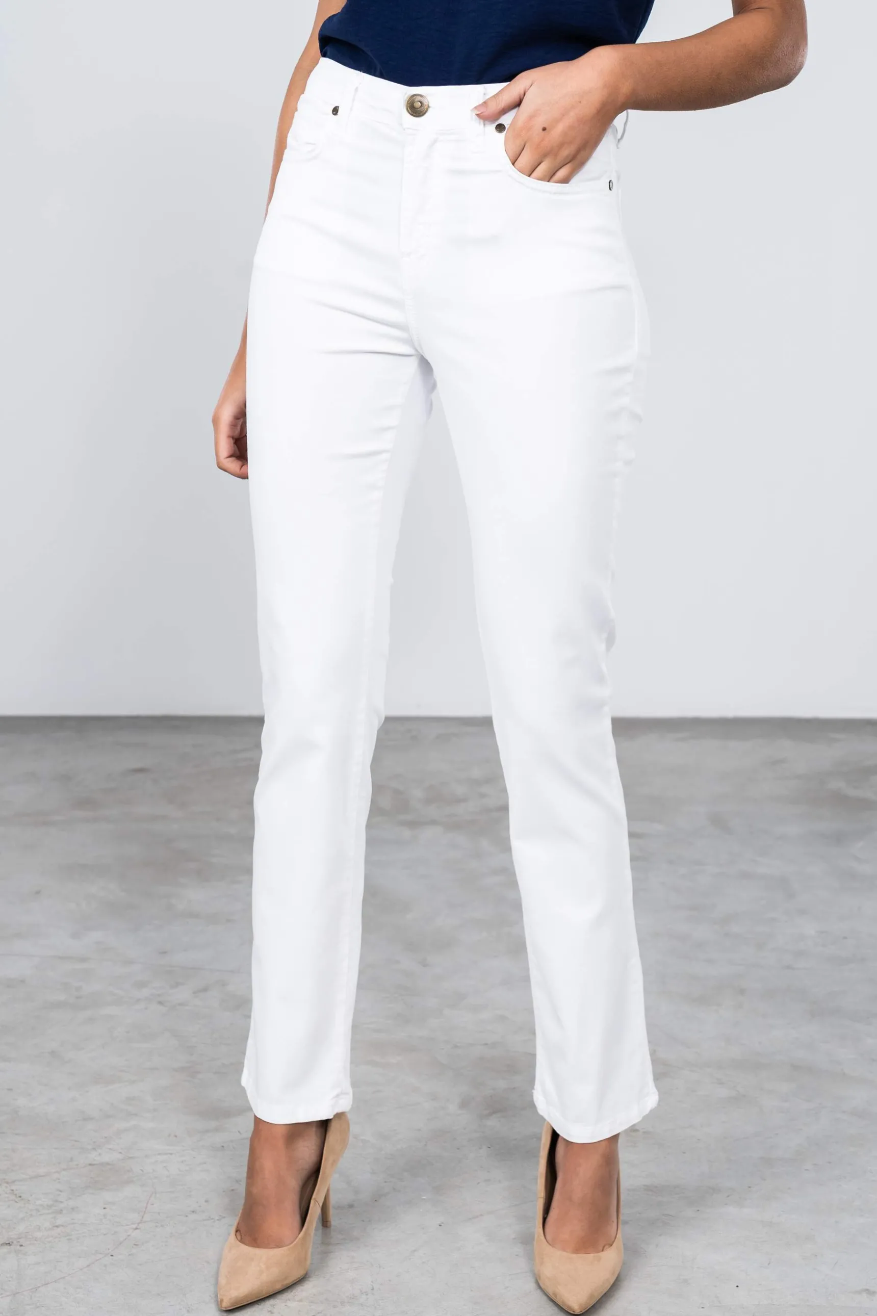 Precchio Pantalones<PANTALÓN 5 BOLSILLOS RECTO BLANCO