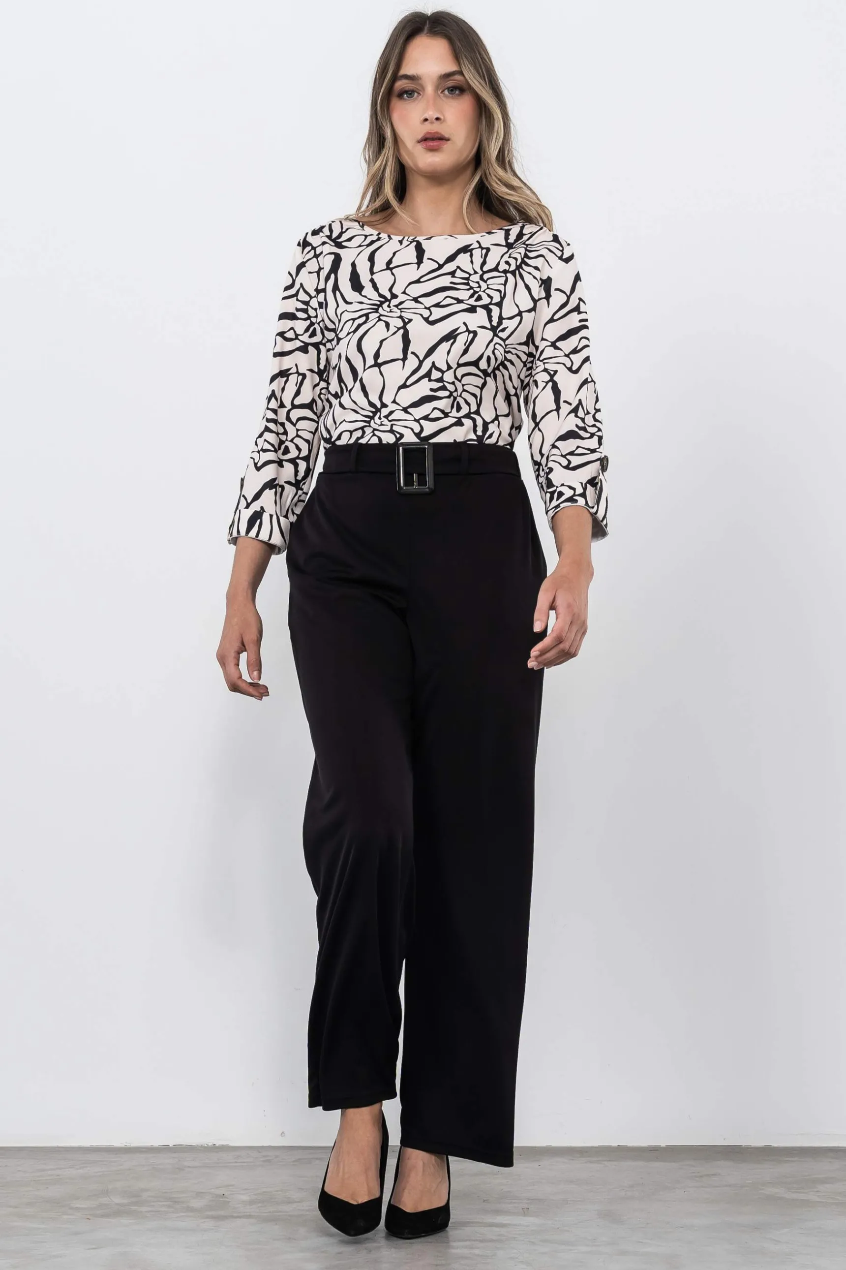 Precchio Pantalones<PANTALÓN HEBILLA NEGRO