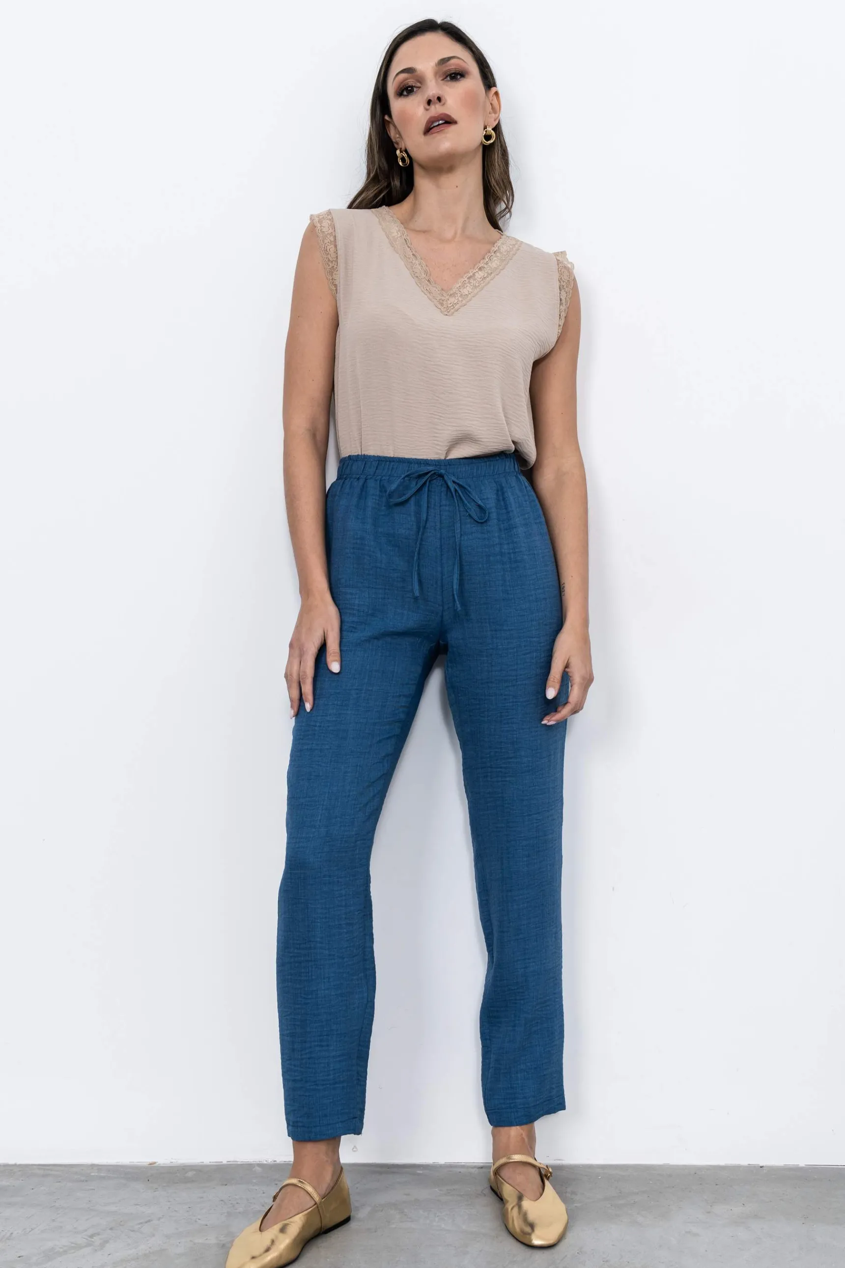 Precchio Pantalones<PANTALÓN HOLGADO GOMA AZUL