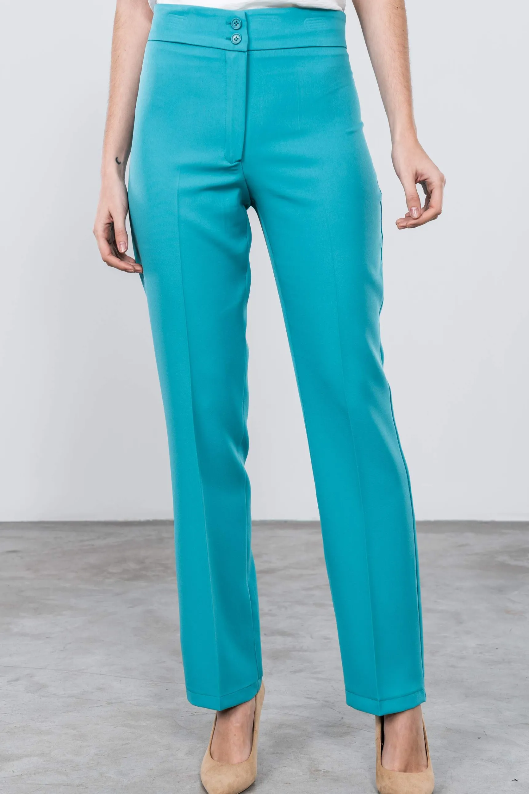 Precchio Pantalones<PANTALÓN RECTO TURQUESA