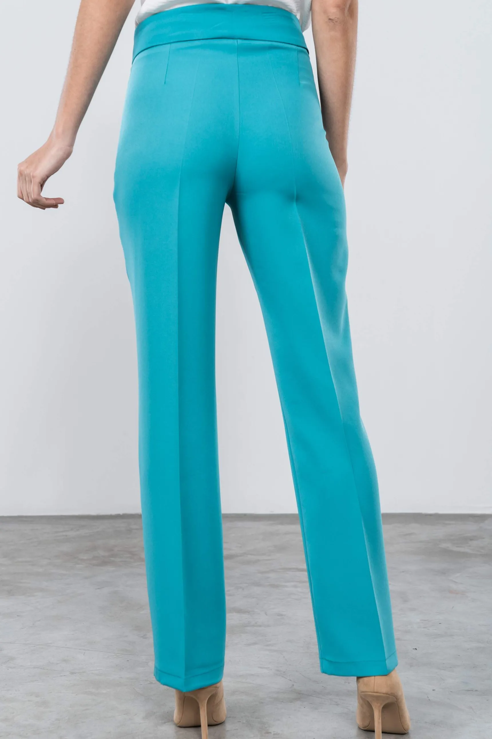 pantaln_recto_turquesa_2.webp Precchio Pantalones<PANTALÓN RECTO TURQUESA