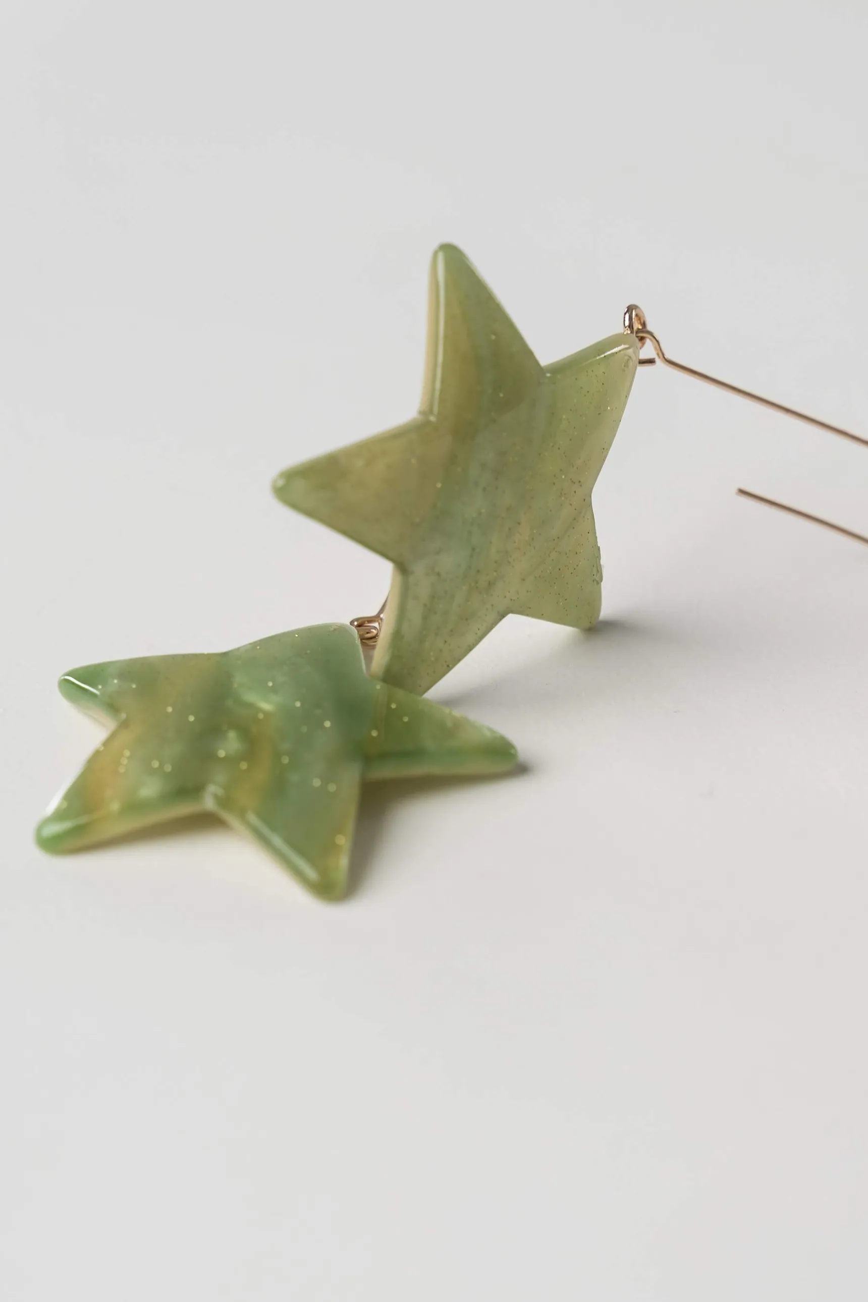 Precchio Bisuteria<PENDIENTE COLGANTE ESTRELLA VERDE