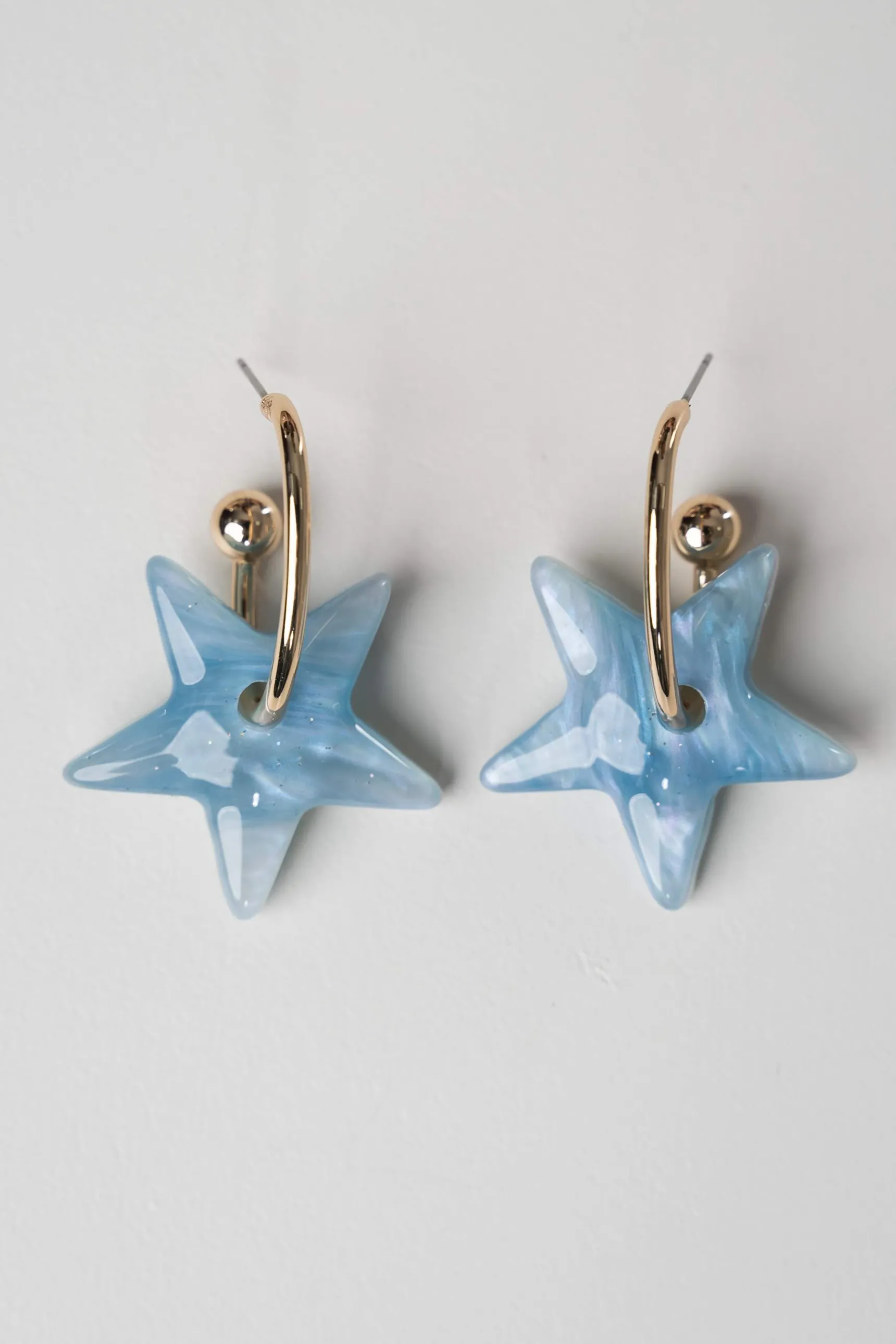 Precchio Bisuteria<PENDIENTE ESTRELLA NÁCAR CELESTE
