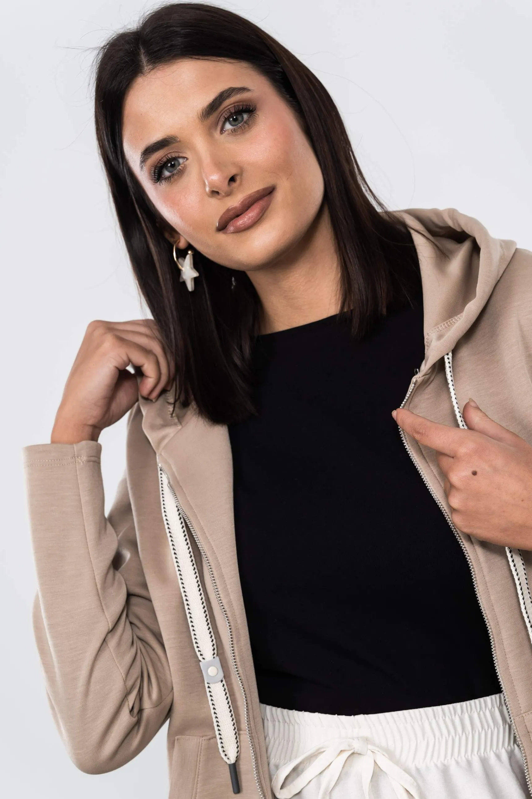 Precchio Jerseys Y Cardigans<SUDADERA CREMALLERA BEIGE