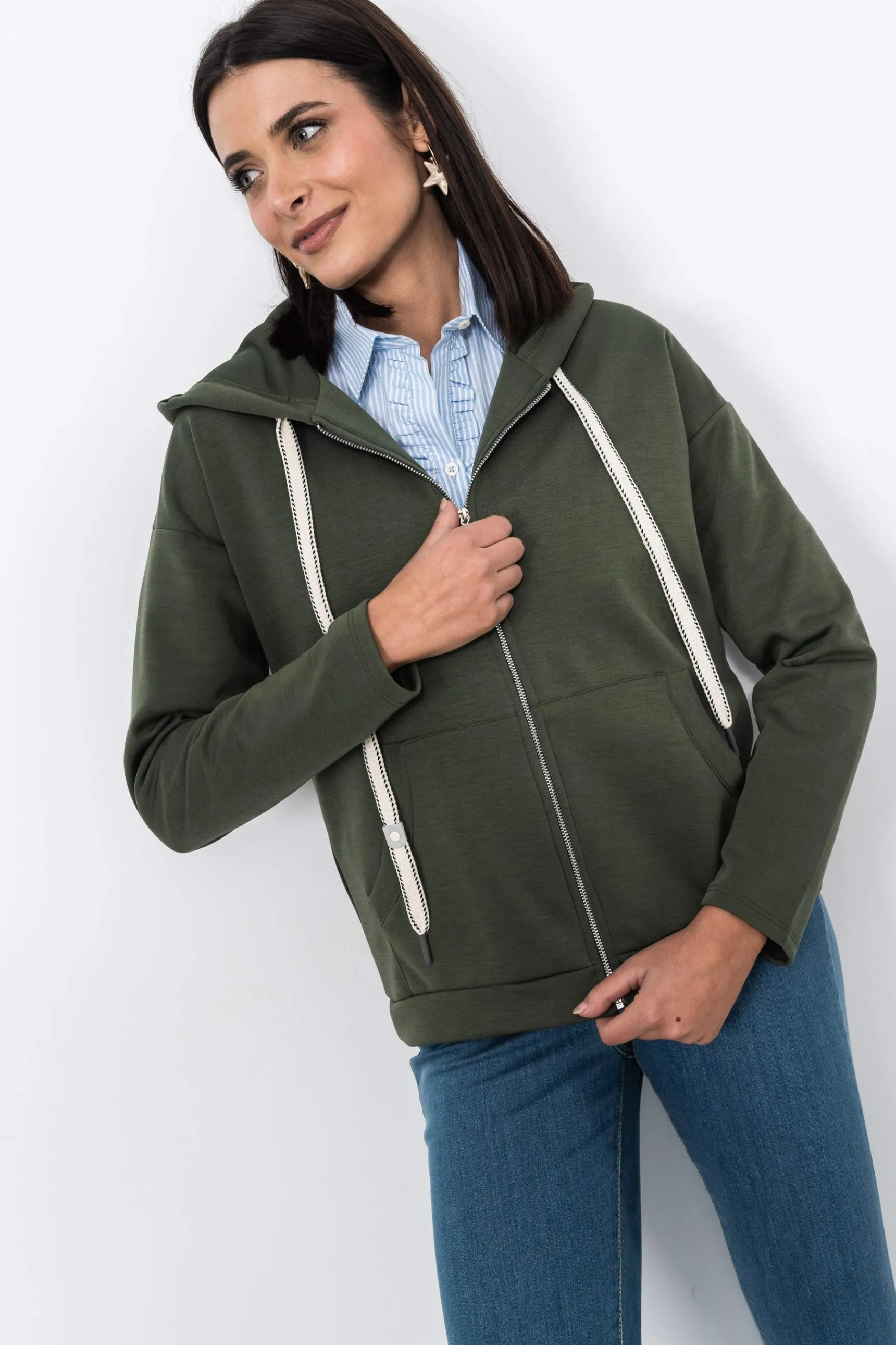 sudadera_cremallera_kaki_5.webp Precchio Jerseys Y Cardigans<SUDADERA CREMALLERA KAKI