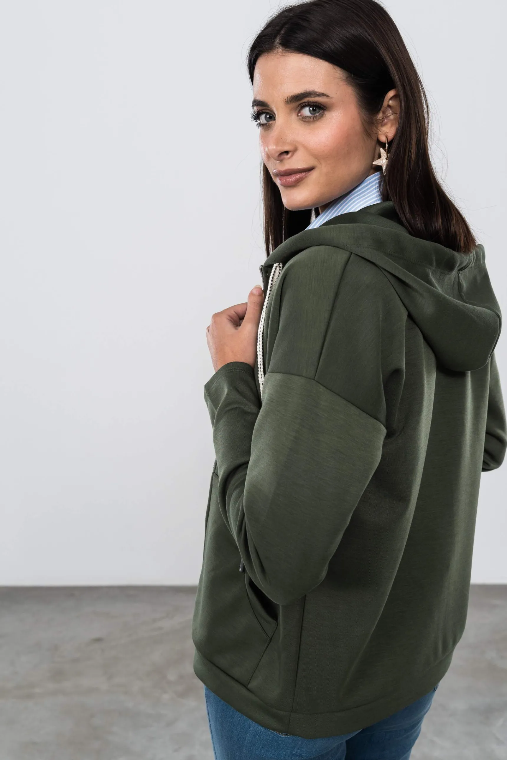 sudadera_cremallera_kaki_7.webp Precchio Jerseys Y Cardigans<SUDADERA CREMALLERA KAKI