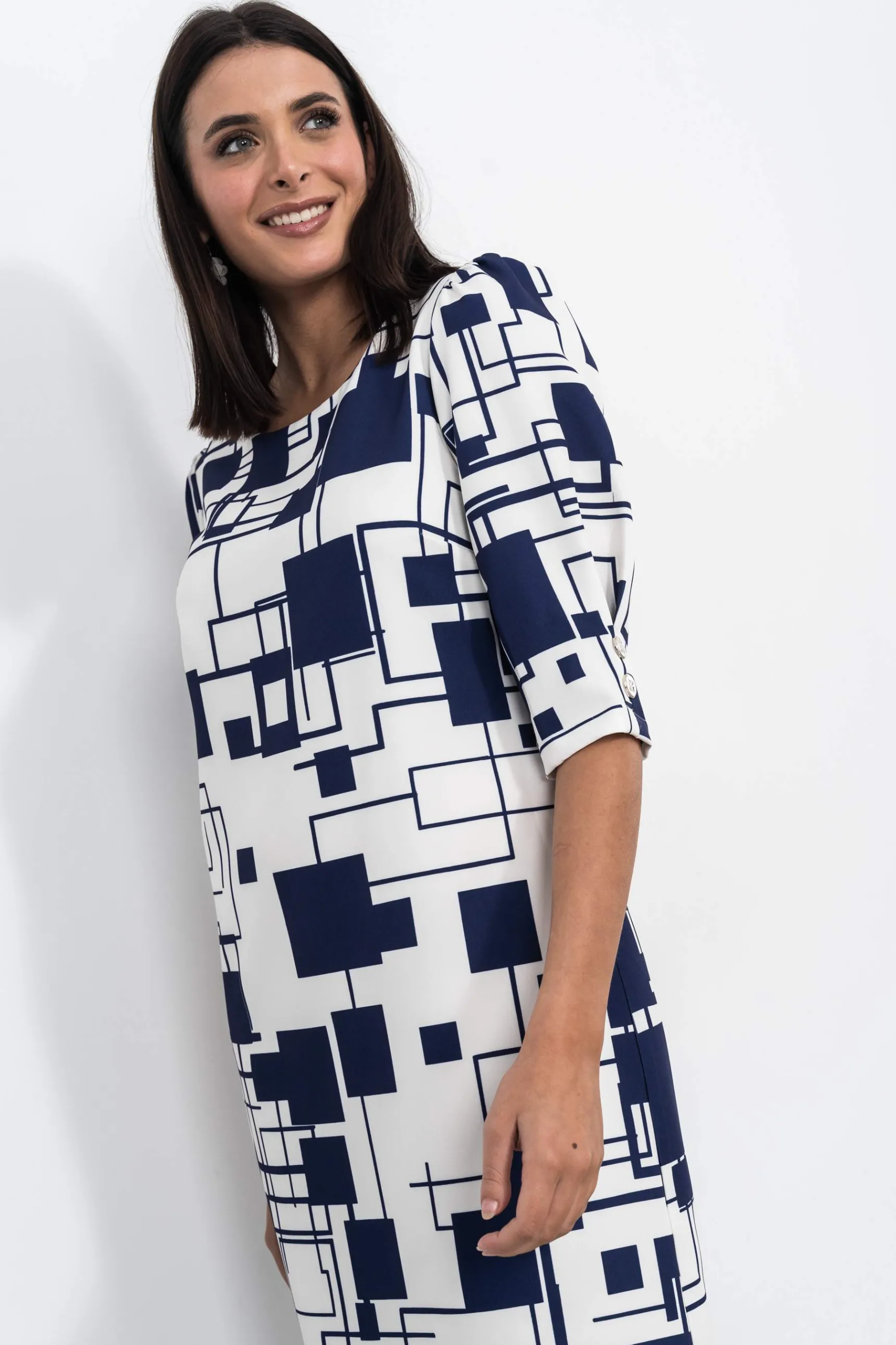 Precchio Vestidos<VESTIDO BOTÓN PUÑO BICOLOR