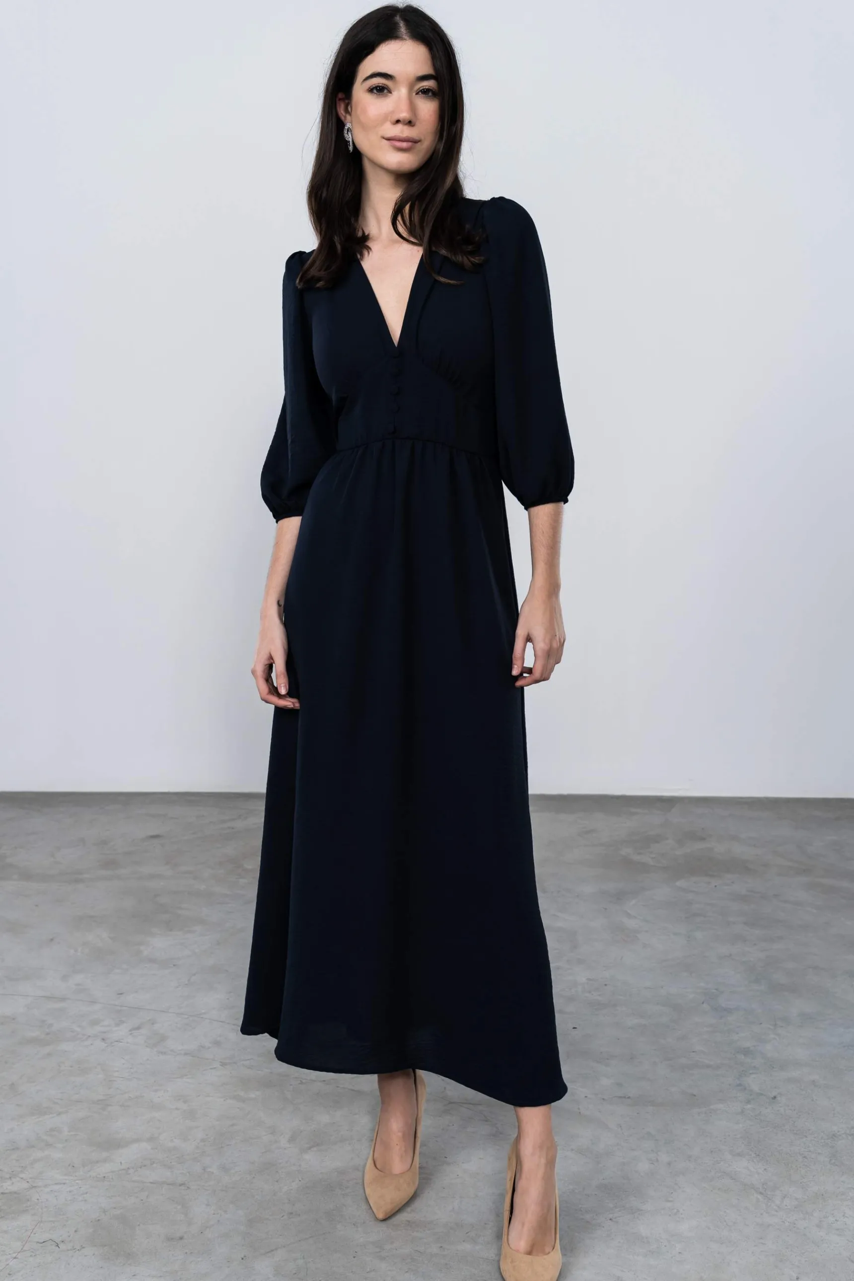 Precchio Vestidos<VESTIDO CORTE BOTONES MARINO