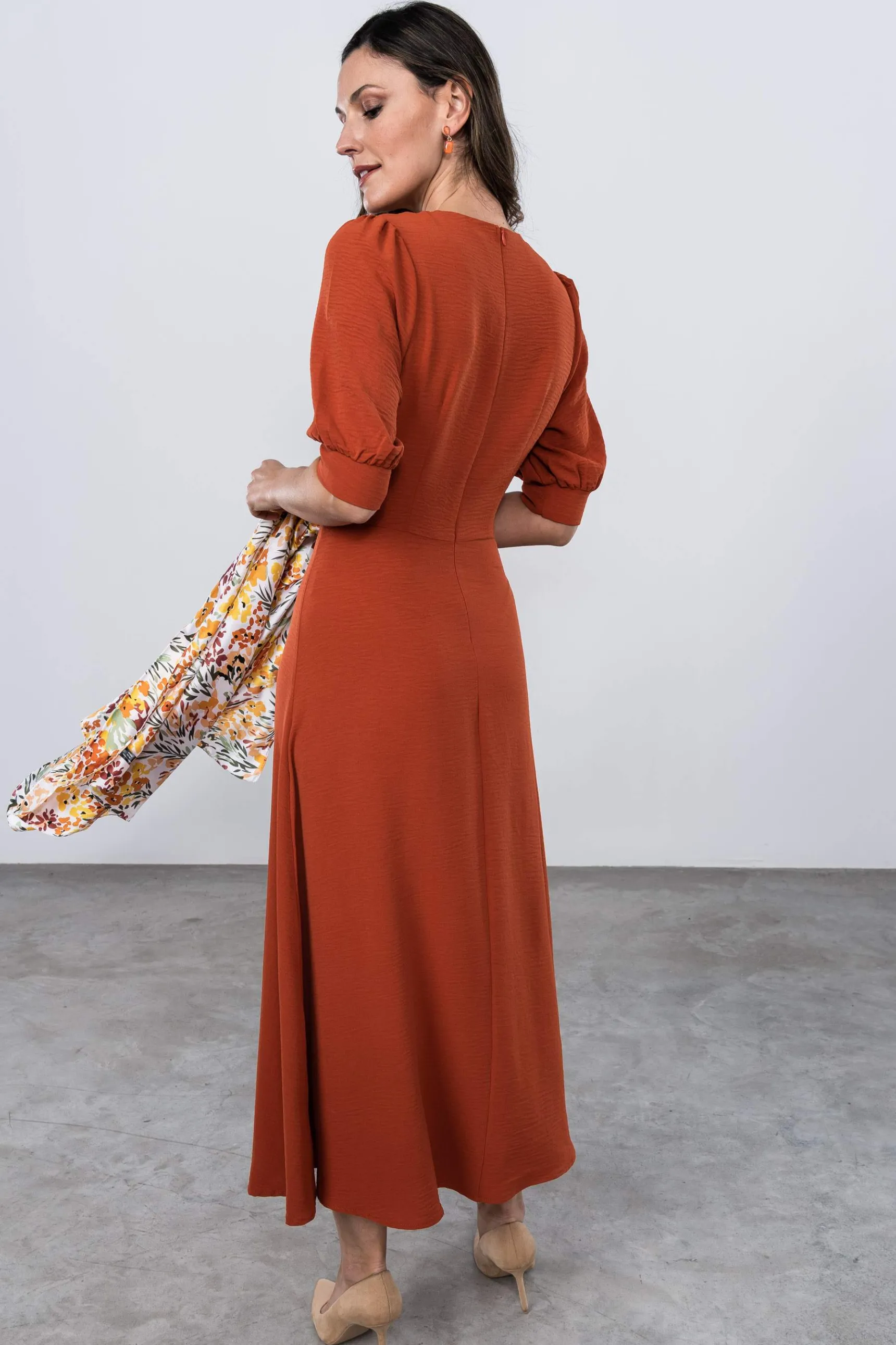 vestido_drapeado_central__5.webp Precchio Vestidos<VESTIDO DRAPEADO CENTRAL CALDERA
